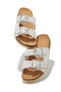 Aristi Pearl Embellished Slip On Sandals - White sold by Miss Lola