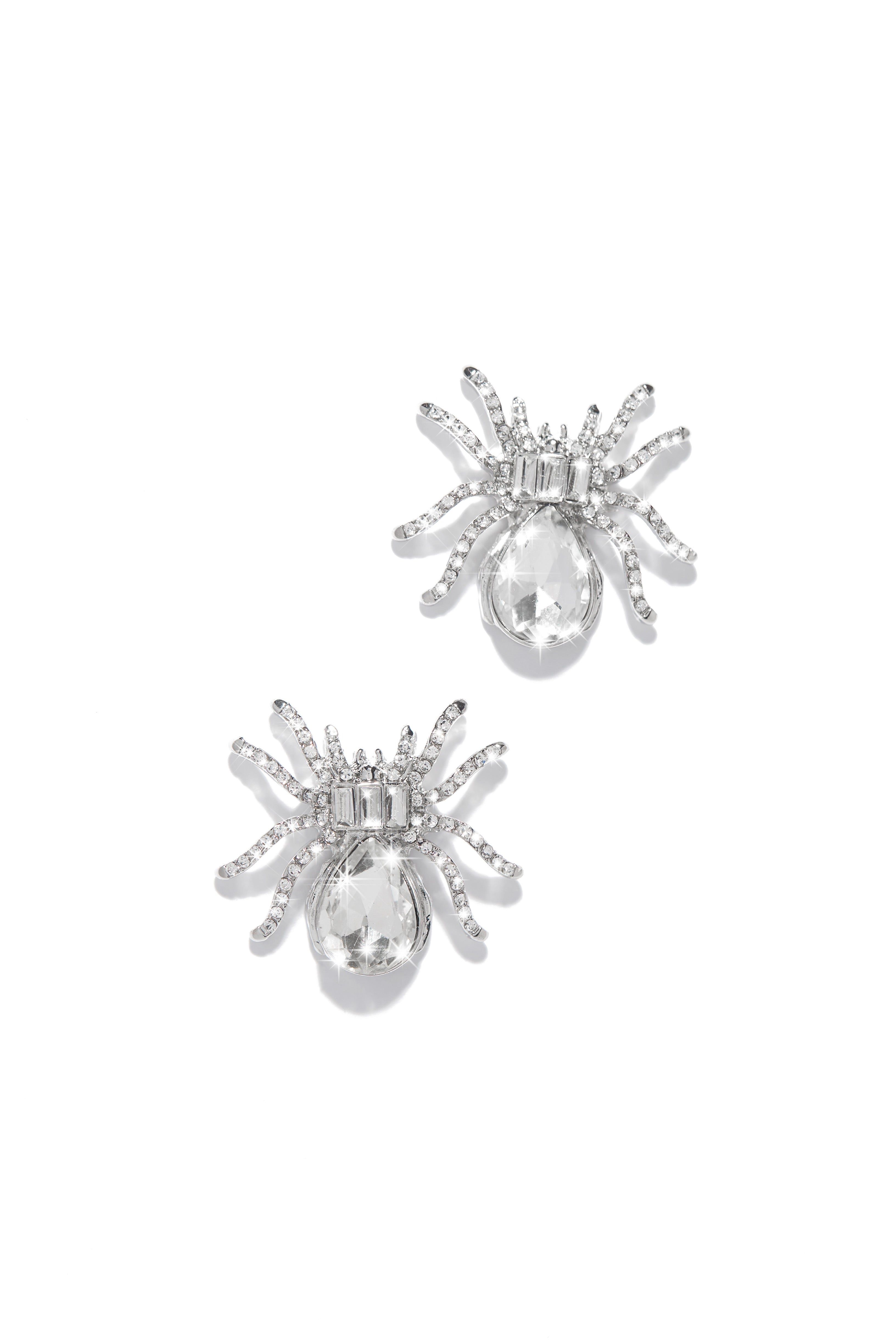 Wicked Web Embellished Spider Earring - Silver sold by Miss Lola product image thumbnail 4