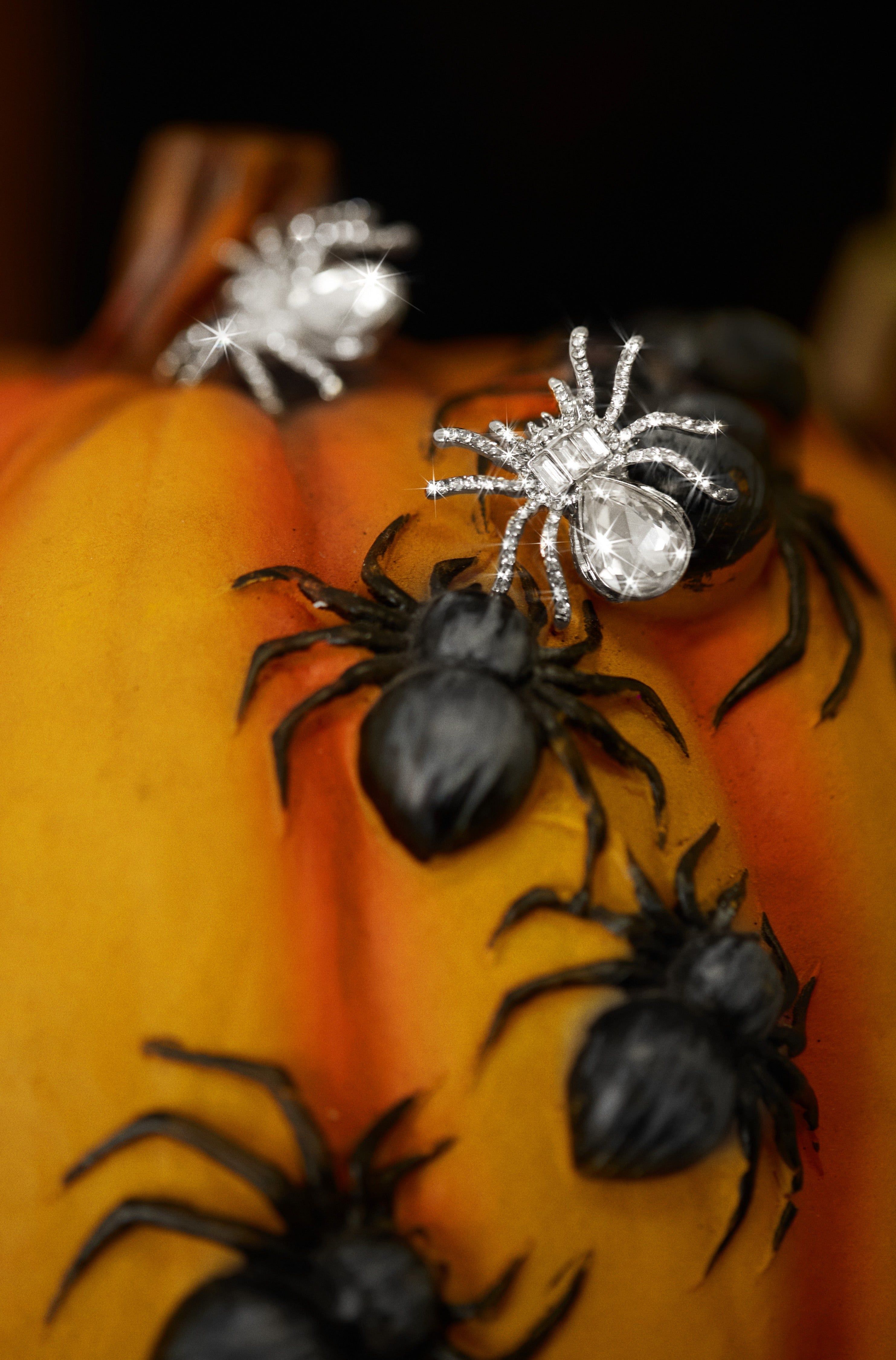 Wicked Web Embellished Spider Earring - Silver sold by Miss Lola product image thumbnail 3
