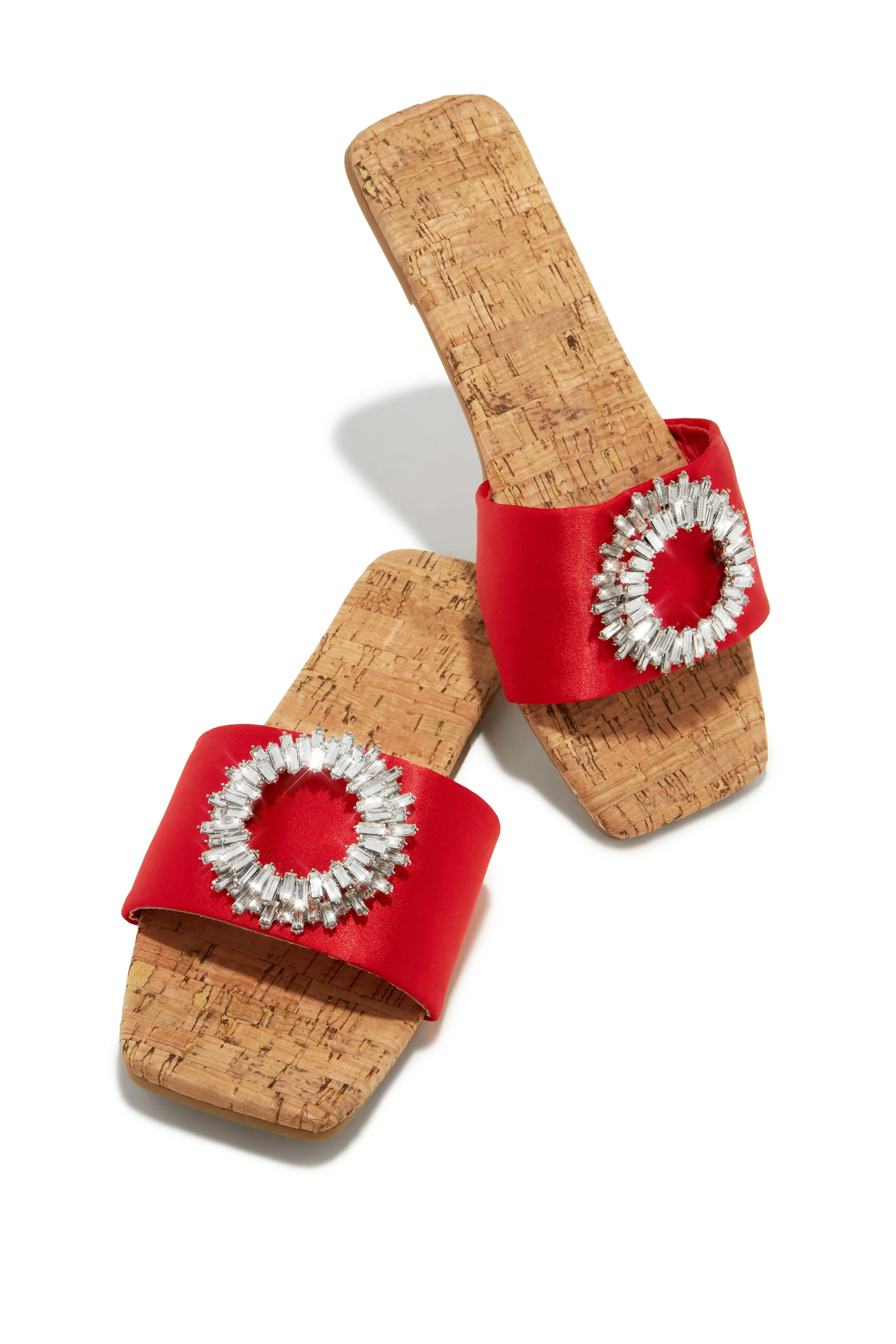 St. Tropez Getaway Embellished Slip On Sandals - Red sold by Miss Lola