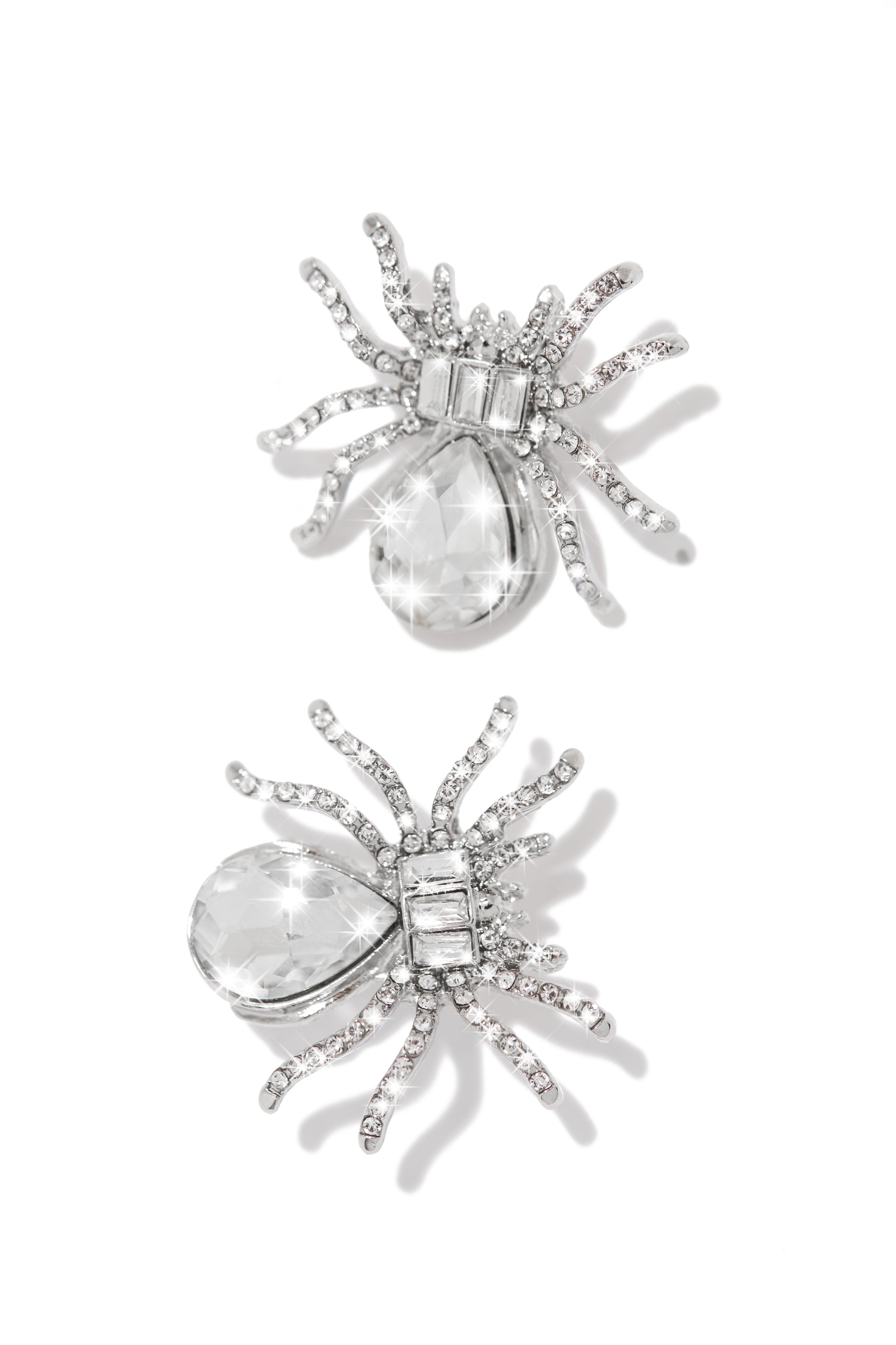 Wicked Web Embellished Spider Earring - Silver sold by Miss Lola product image thumbnail 5