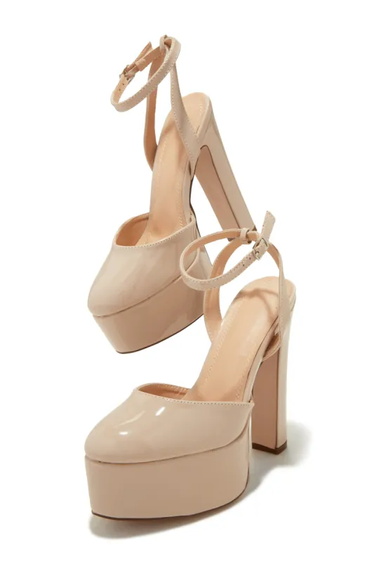 Jhene Block Platform High Heels - Nude sold by Miss Lola