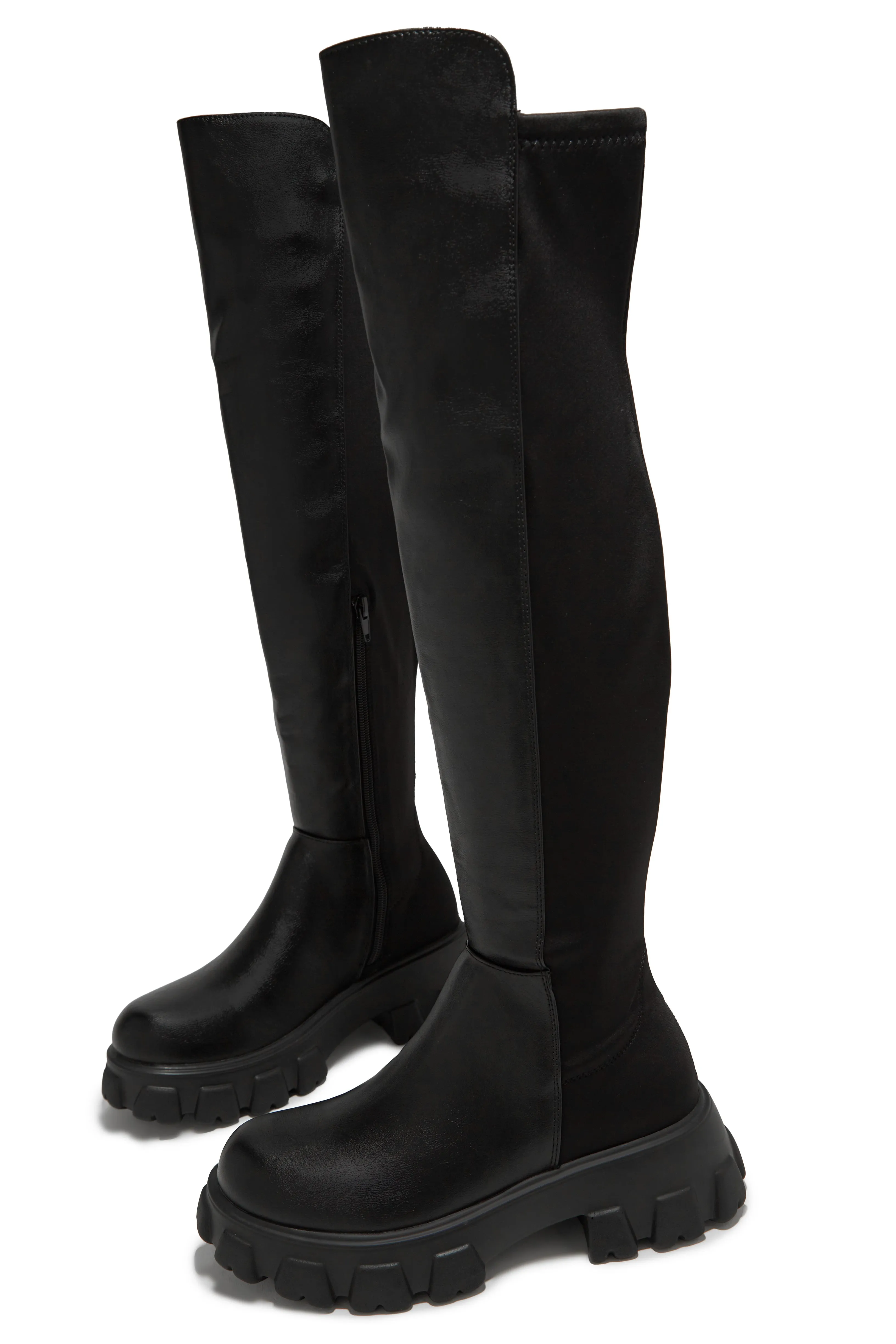 Fall Outfit Over The Knee Flat Boots - Black sold by Miss Lola product image thumbnail 3