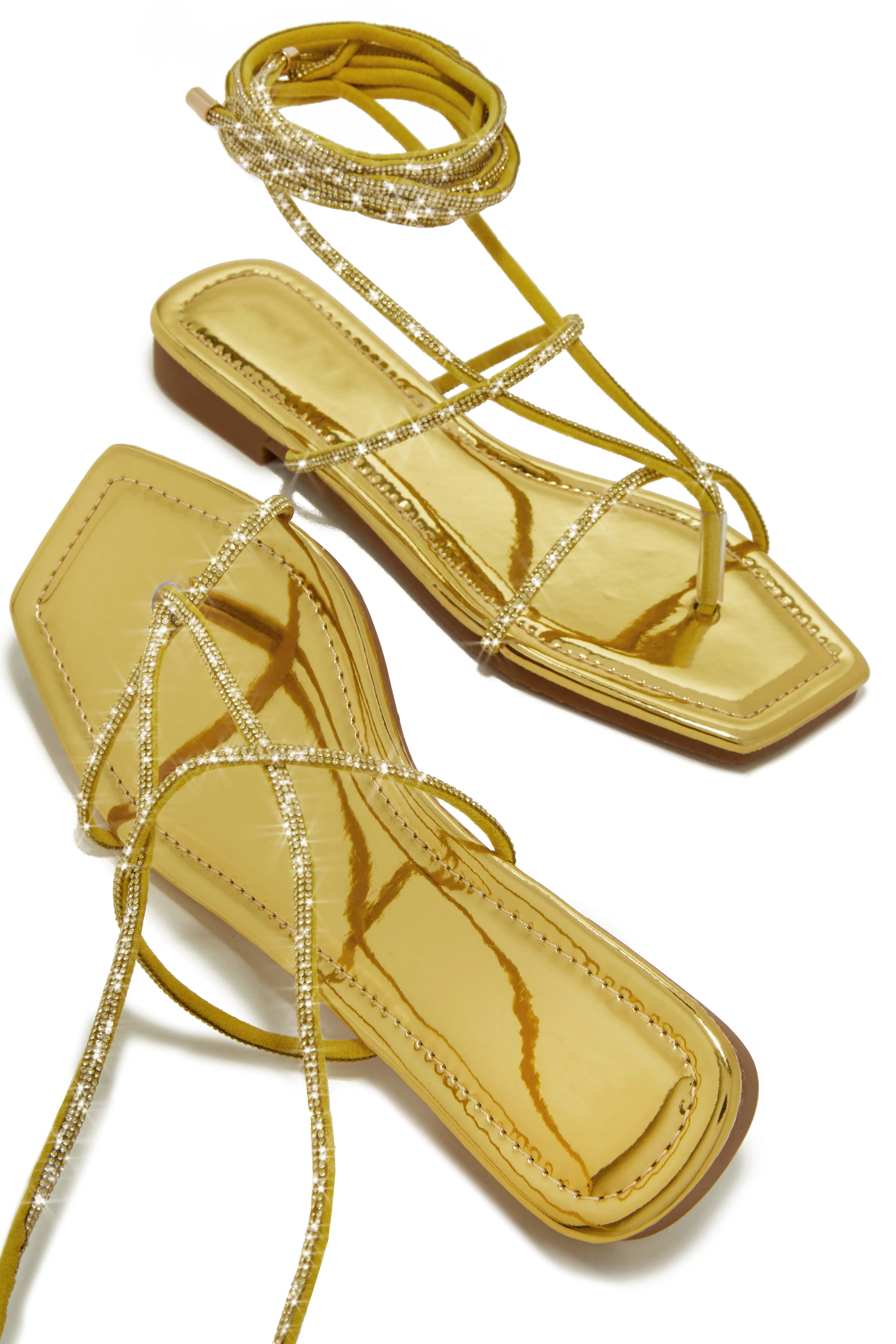 Luxury Oasis Embellished Lace Up Sandals - Gold sold by Miss Lola product image thumbnail 3