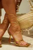 Aileen Lace Up Heels - Gold sold by Miss Lola