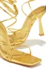 Aileen Lace Up Heels - Gold sold by Miss Lola