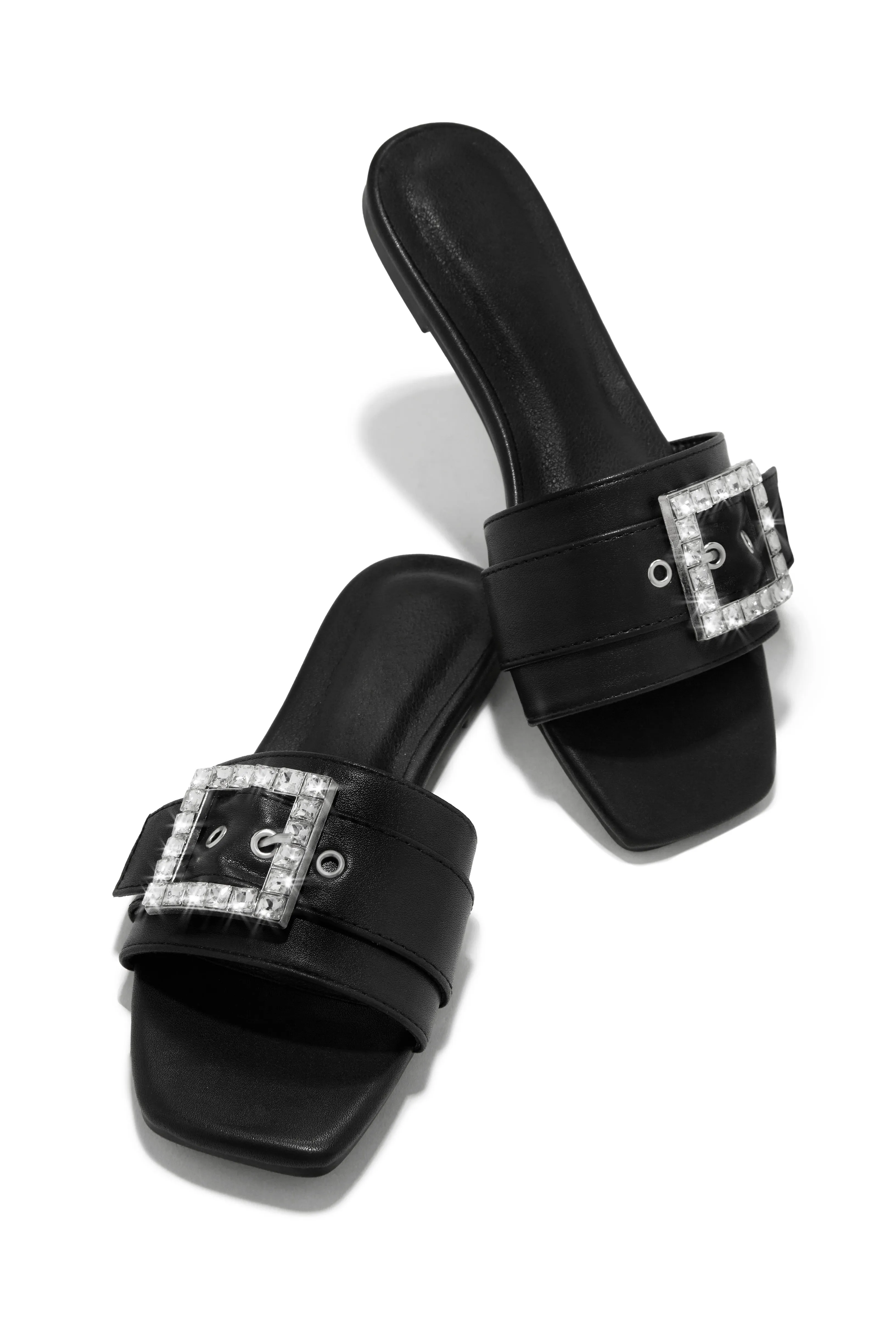 Summer Solstice Embellished Buckle Slip On Sandals - Black sold by Miss Lola product image thumbnail 5