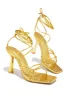 Aileen Lace Up Heels - Gold sold by Miss Lola