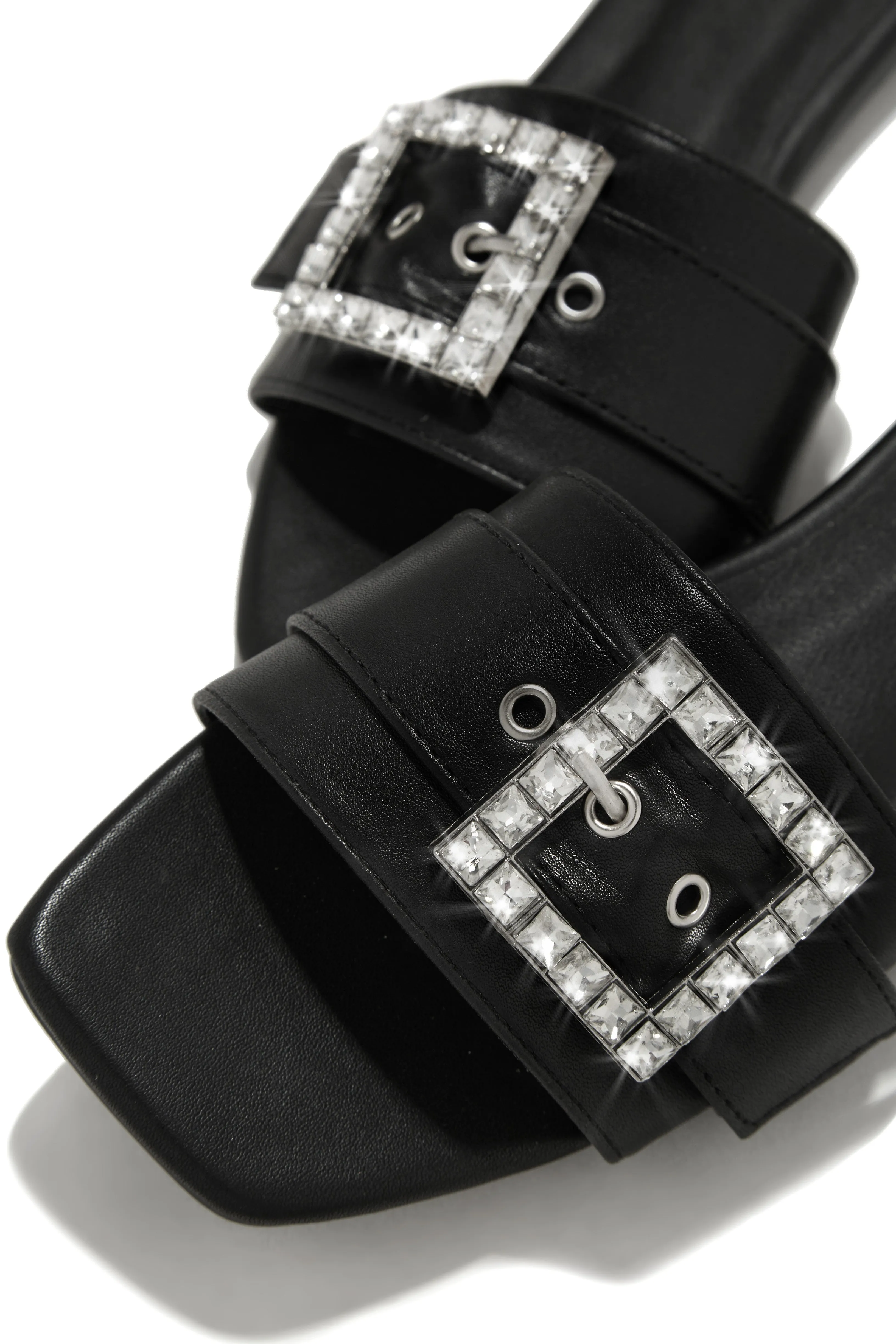 Summer Solstice Embellished Buckle Slip On Sandals - Black sold by Miss Lola product image thumbnail 3