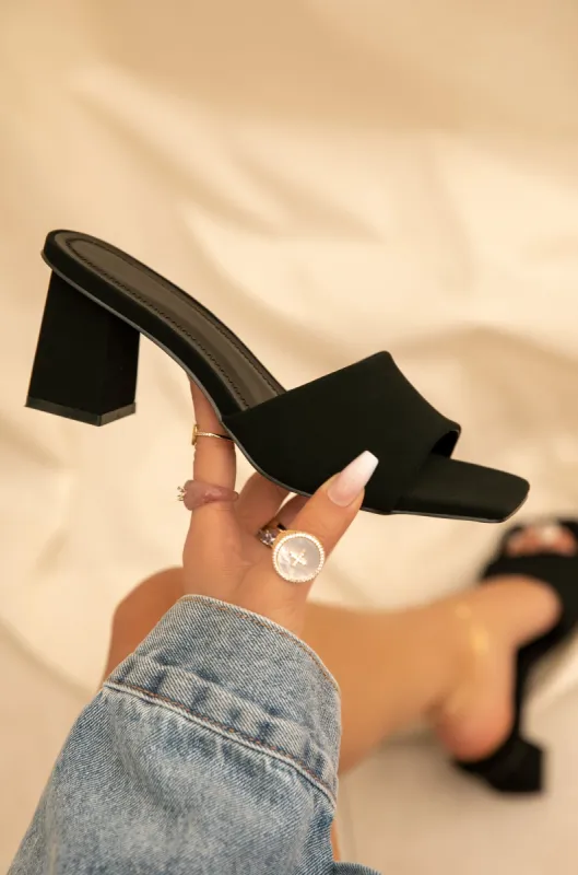 Valentine Block Heel Mules - Black sold by Miss Lola