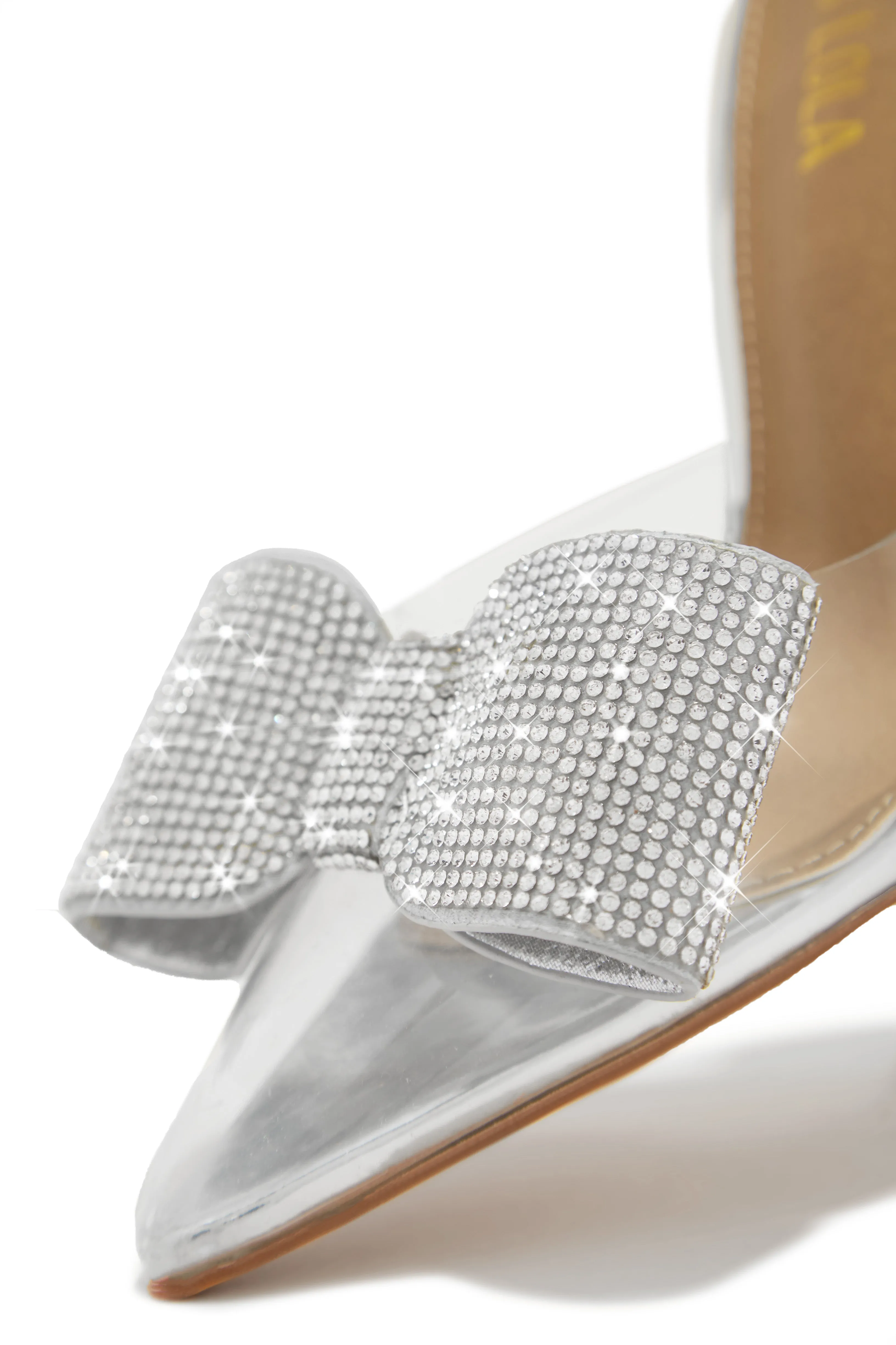 Chiara Embellished Bow Clear High Heel Pumps - Silver sold by Miss Lola product image thumbnail 3