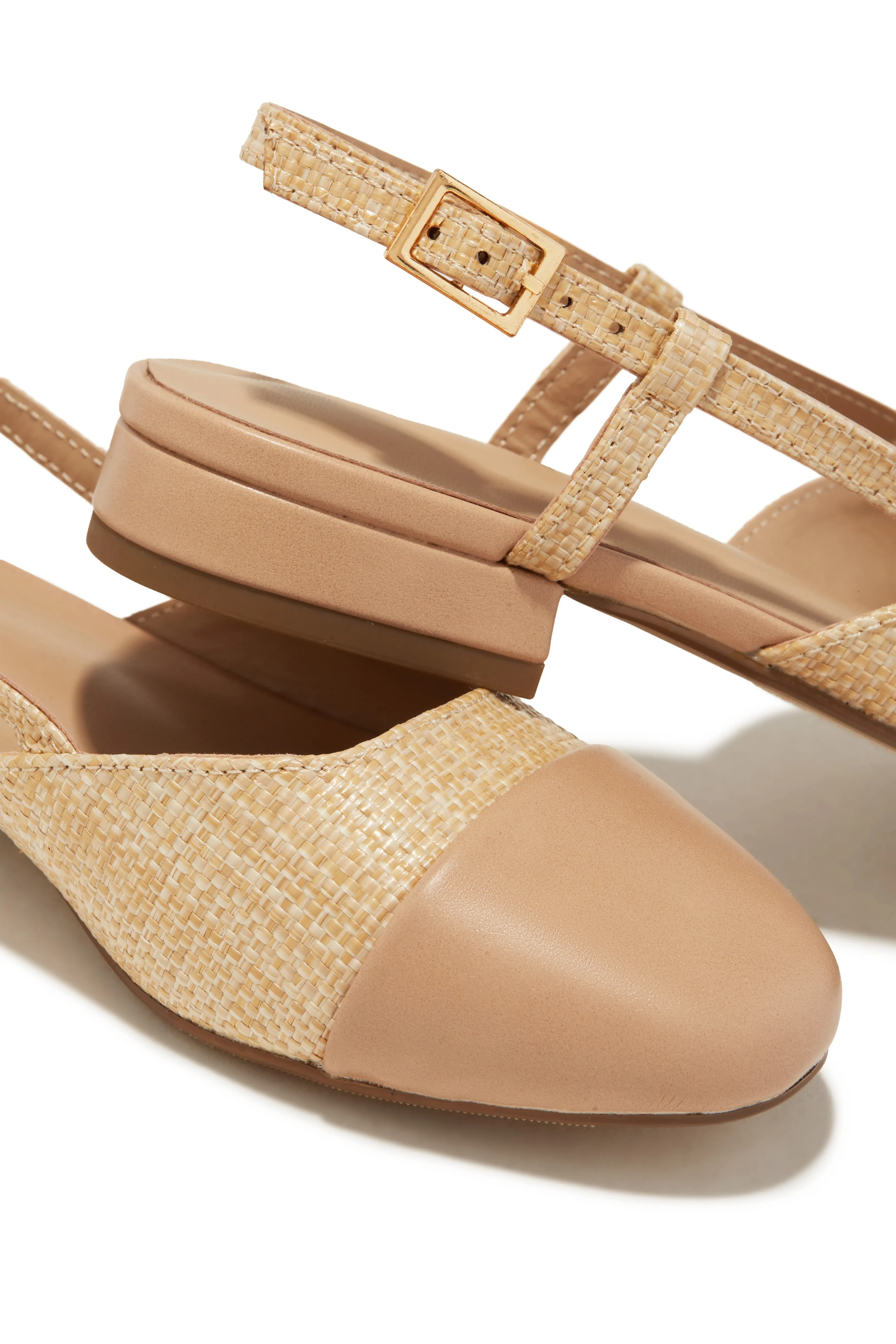 Sarah Slingback Mini Heel Flats - Natural sold by Miss Lola product image thumbnail 2