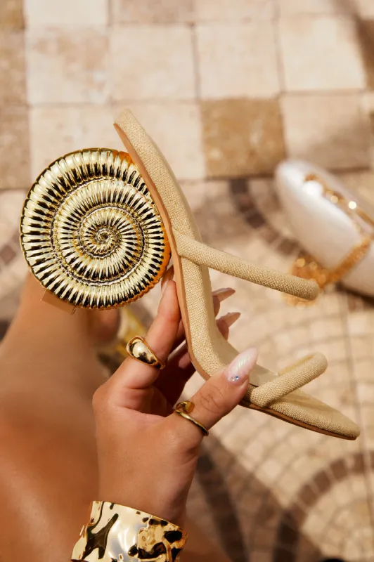 Sunset Waves Sea Shell Mule Heels - Natural sold by Miss Lola