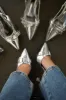 Amyra Pointed Toe High Heel Mules - Silver sold by Miss Lola