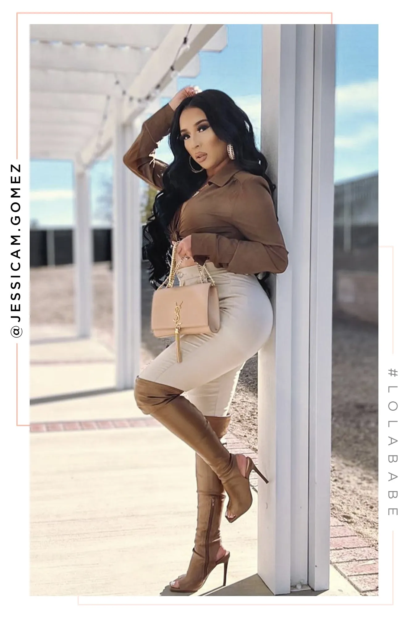 Iniza Long Sleeve Collar Wrap Top - Brown sold by Miss Lola product image thumbnail 5