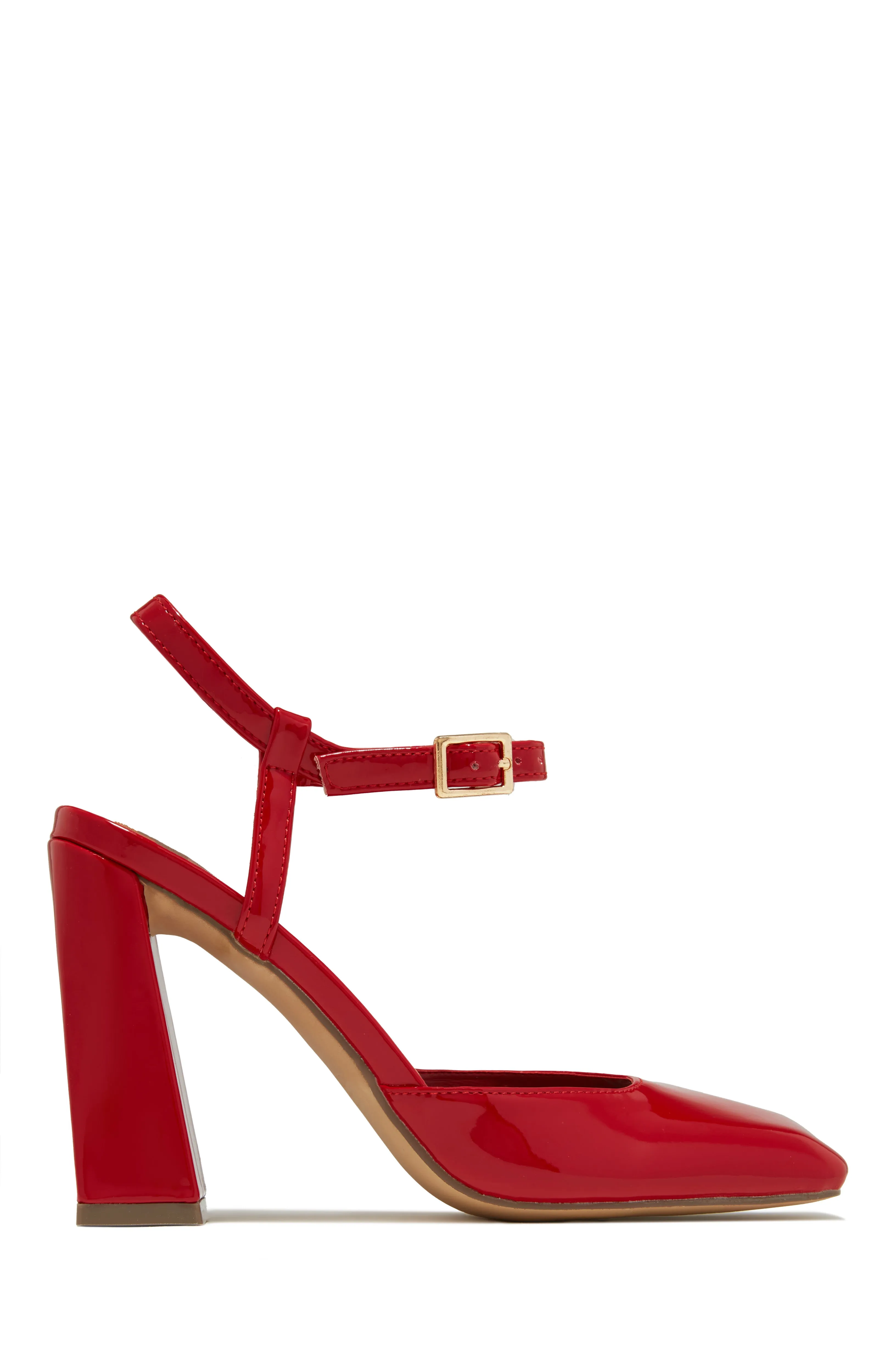 Elle Square Toe Block Heels - Red sold by Miss Lola product image thumbnail 5