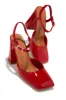 Elle Square Toe Block Heels - Red sold by Miss Lola