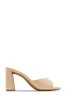 Layla Block Heel Mules - Nude PU sold by Miss Lola