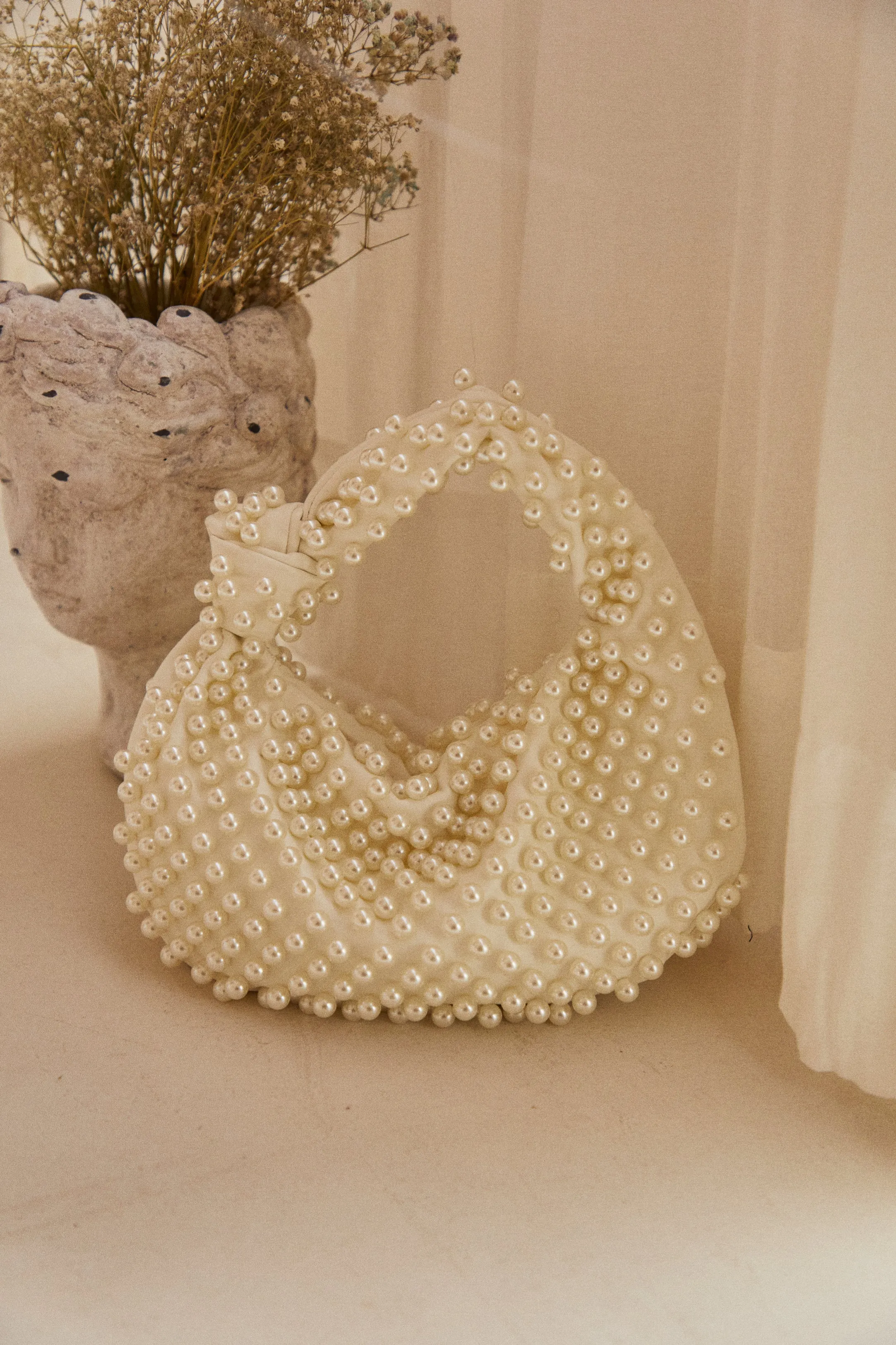 Love Story Embellished Beaded Bag - Pearl sold by Miss Lola