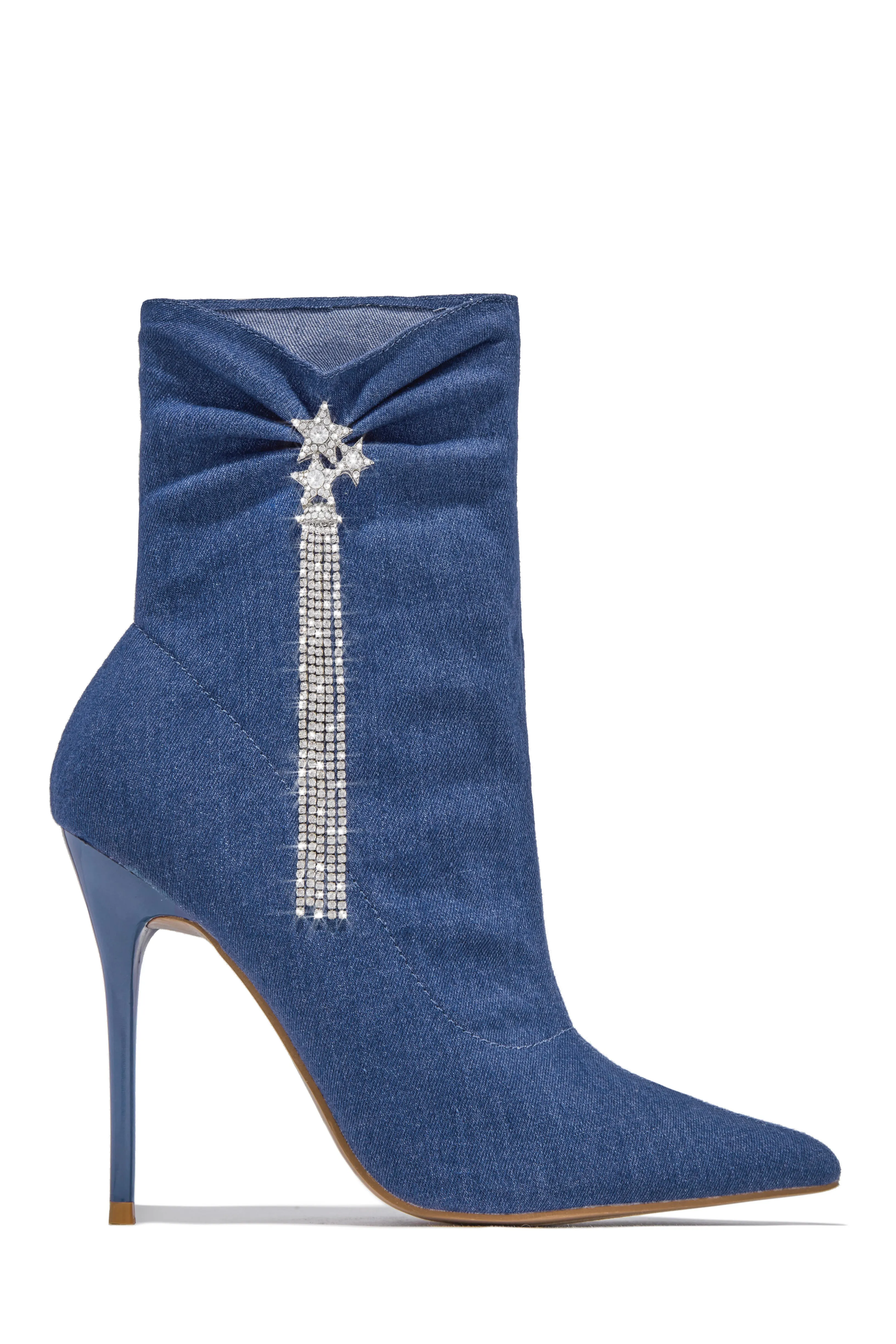 Always A Party Embellished Pointed Toe Bootie - Denim sold by Miss Lola product image thumbnail 5