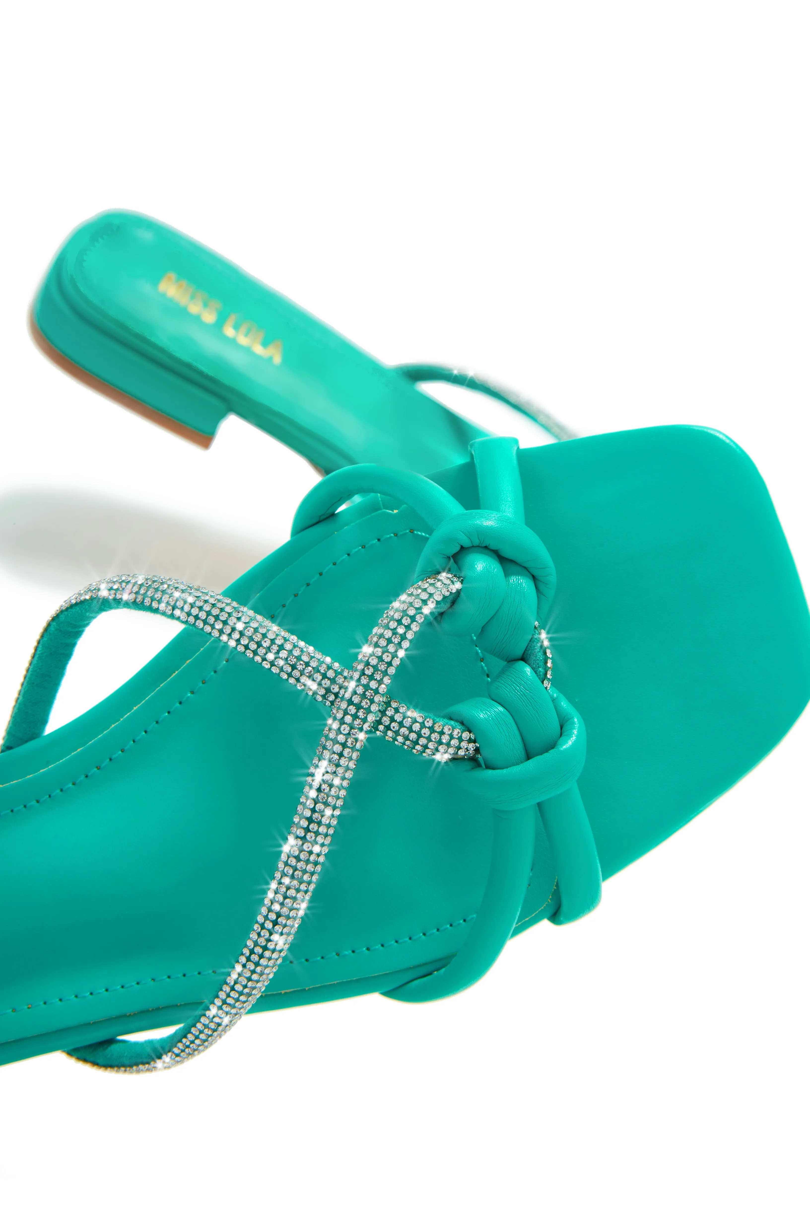 Fantasy Island Embellished Slip On Sandals - Turquoise sold by Miss Lola product image thumbnail 2