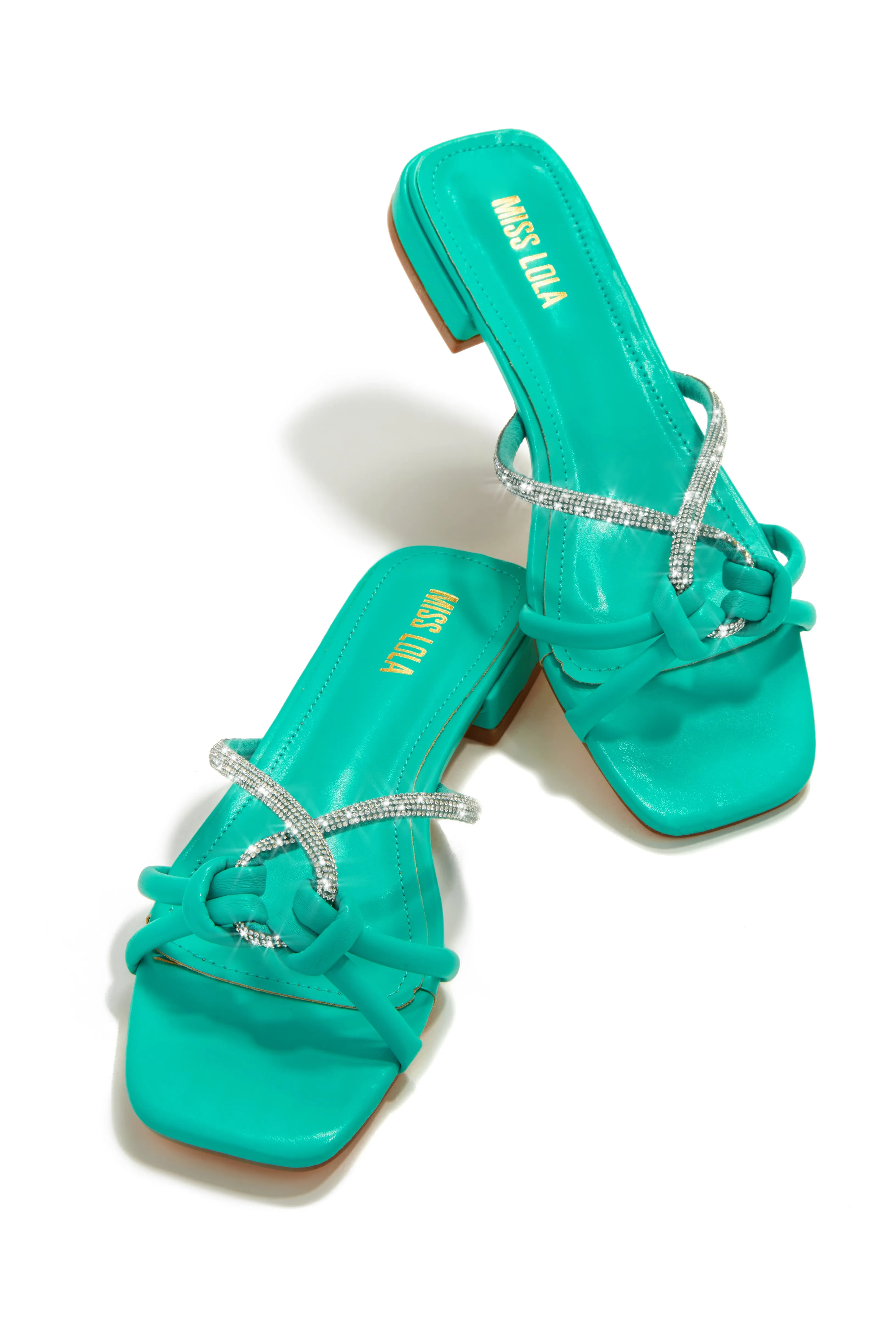 Fantasy Island Embellished Slip On Sandals - Turquoise sold by Miss Lola product image thumbnail 5