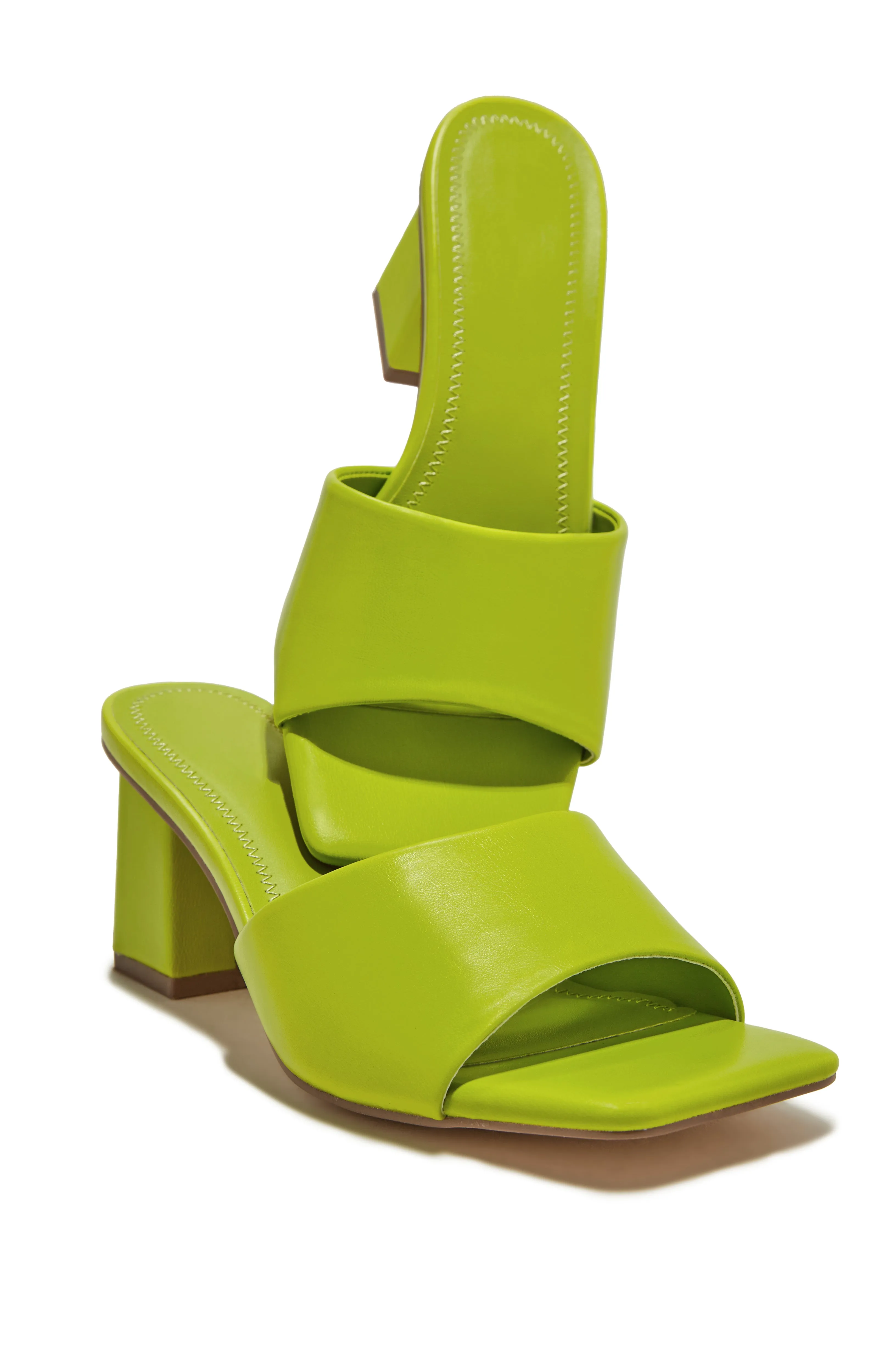 Valentine Block Heel Mules - Green sold by Miss Lola product image thumbnail 2