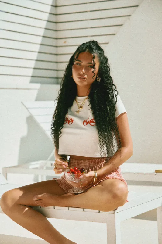 Cherry Bomb Crop T-Shirt - White sold by Miss Lola