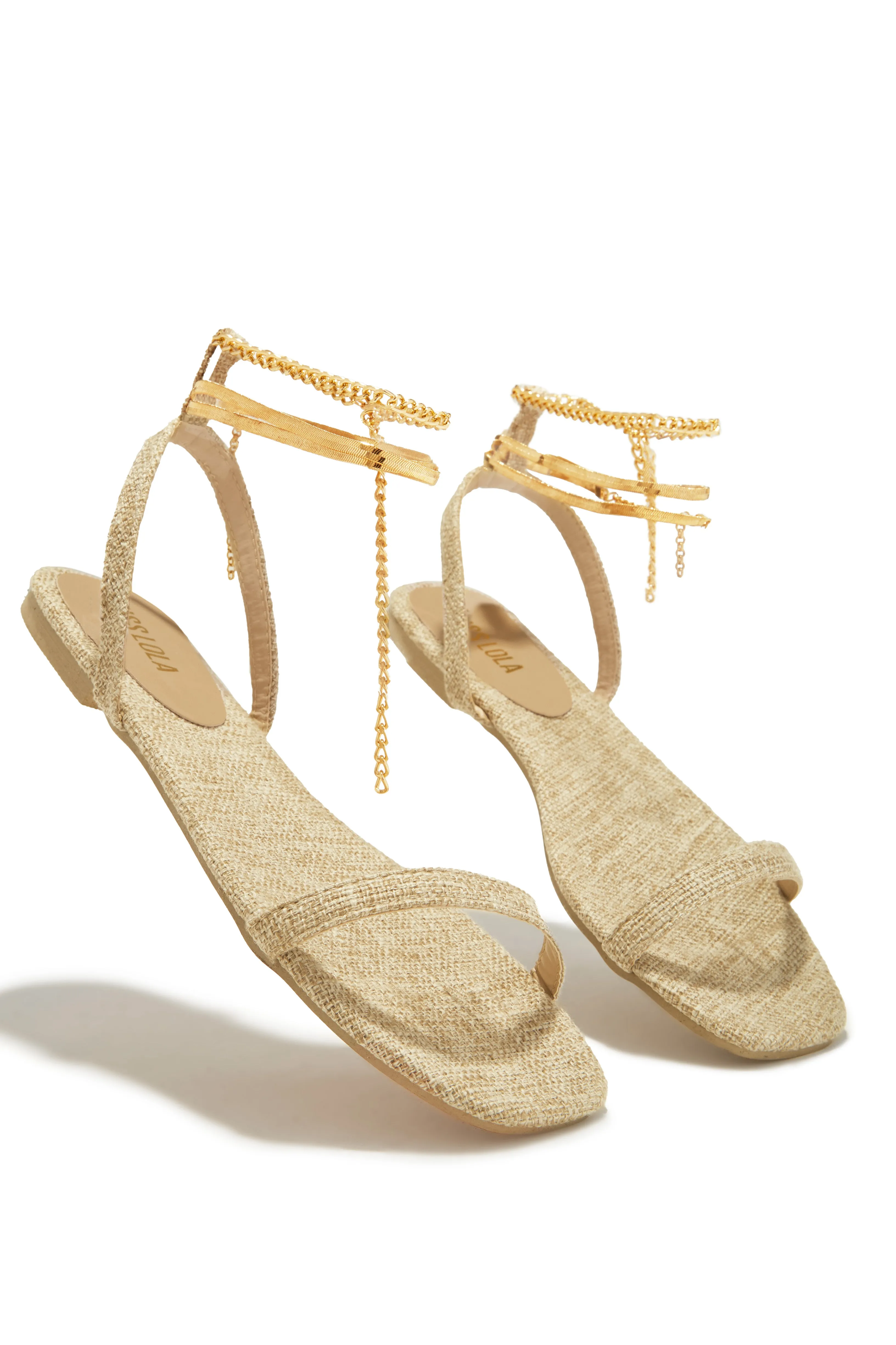 Perfect Affair Gold Chain Sandals - Natural sold by Miss Lola product image thumbnail 3