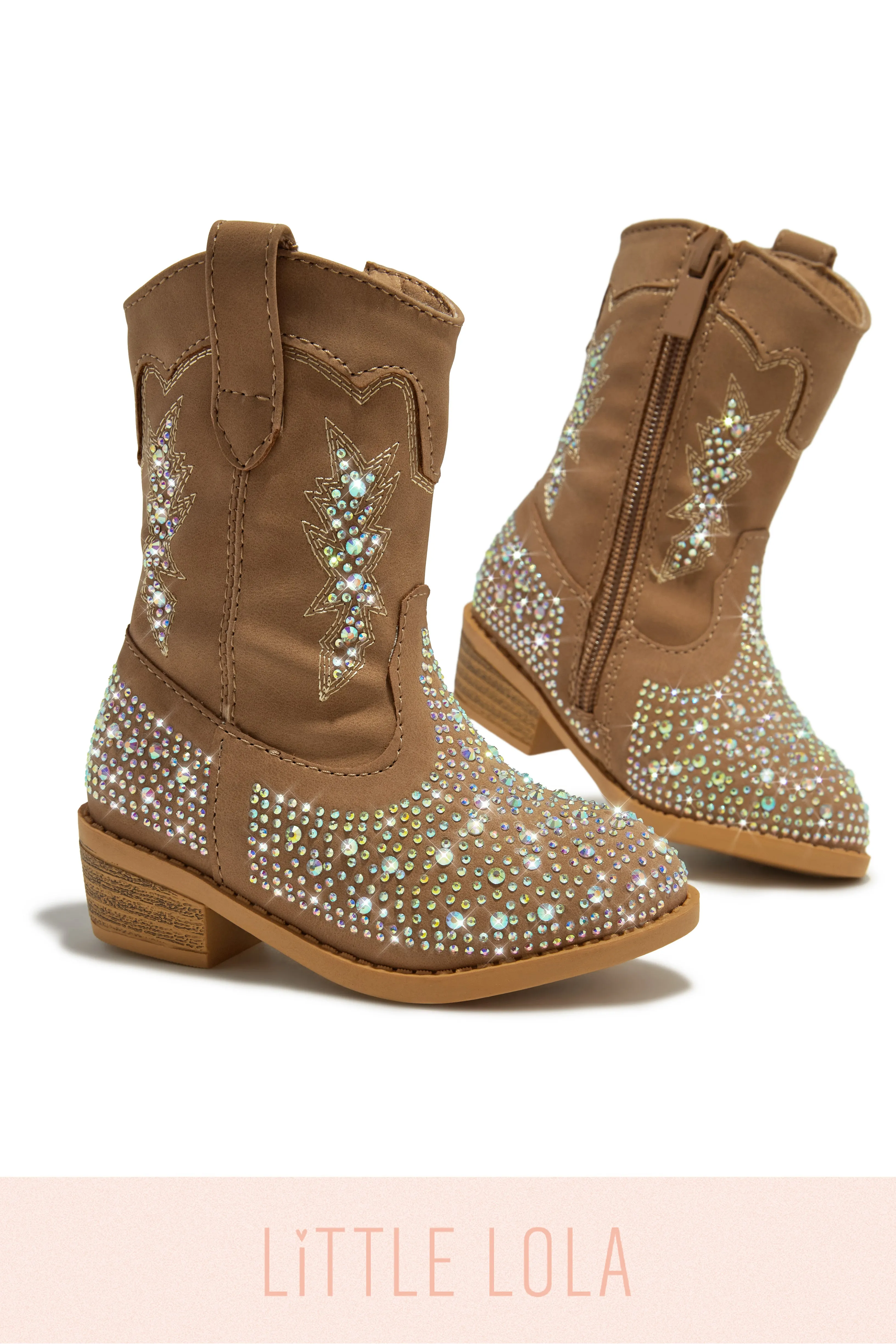 Mini Frankie Embellished Cowgirl Boots - Tan sold by Miss Lola product image thumbnail 4