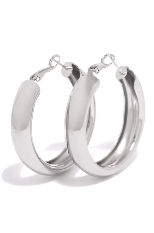 Sabrina Chunky Hoop Earring - Silver sold by Miss Lola