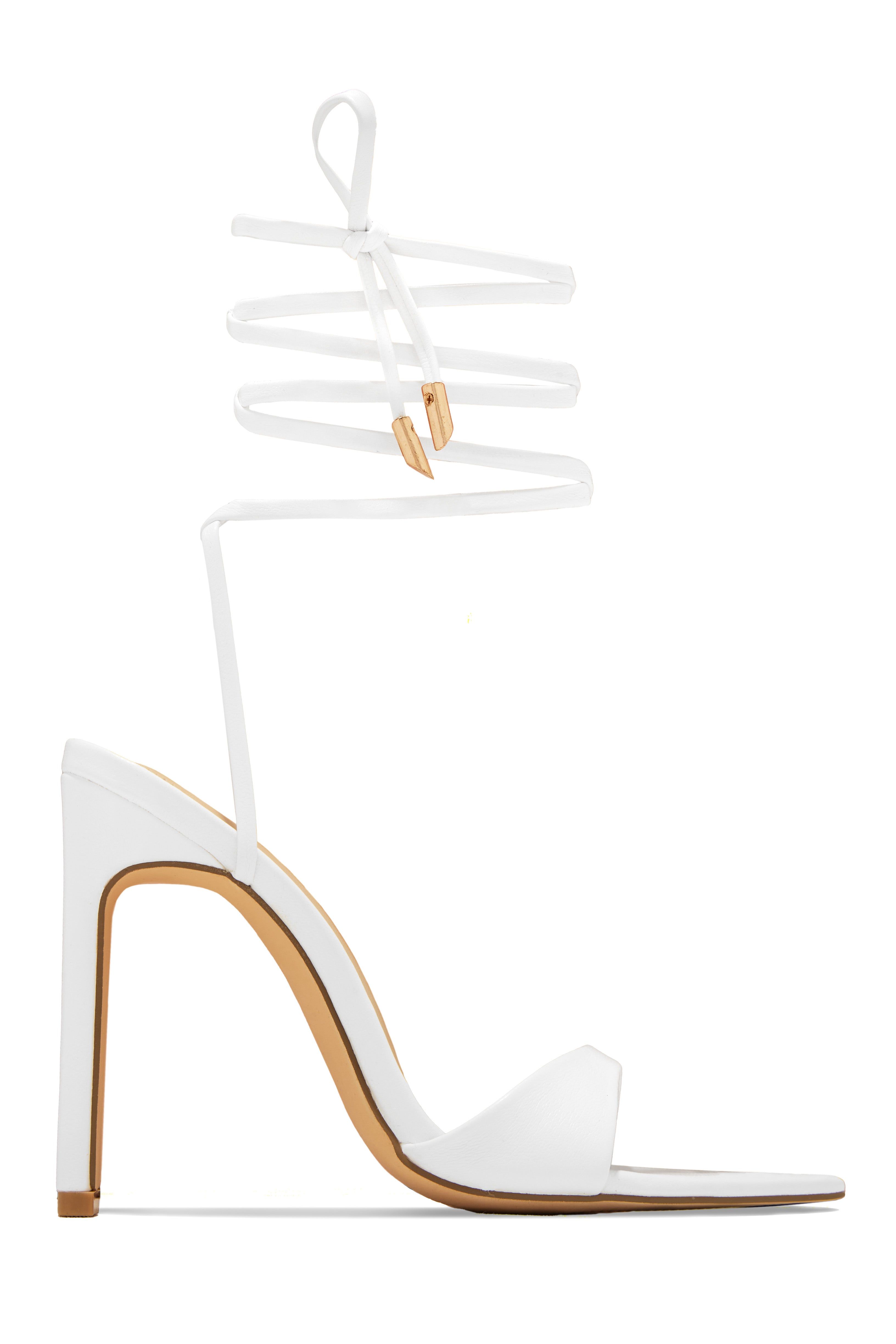 Sun Kissed Nights Lace Up High Heels - White sold by Miss Lola