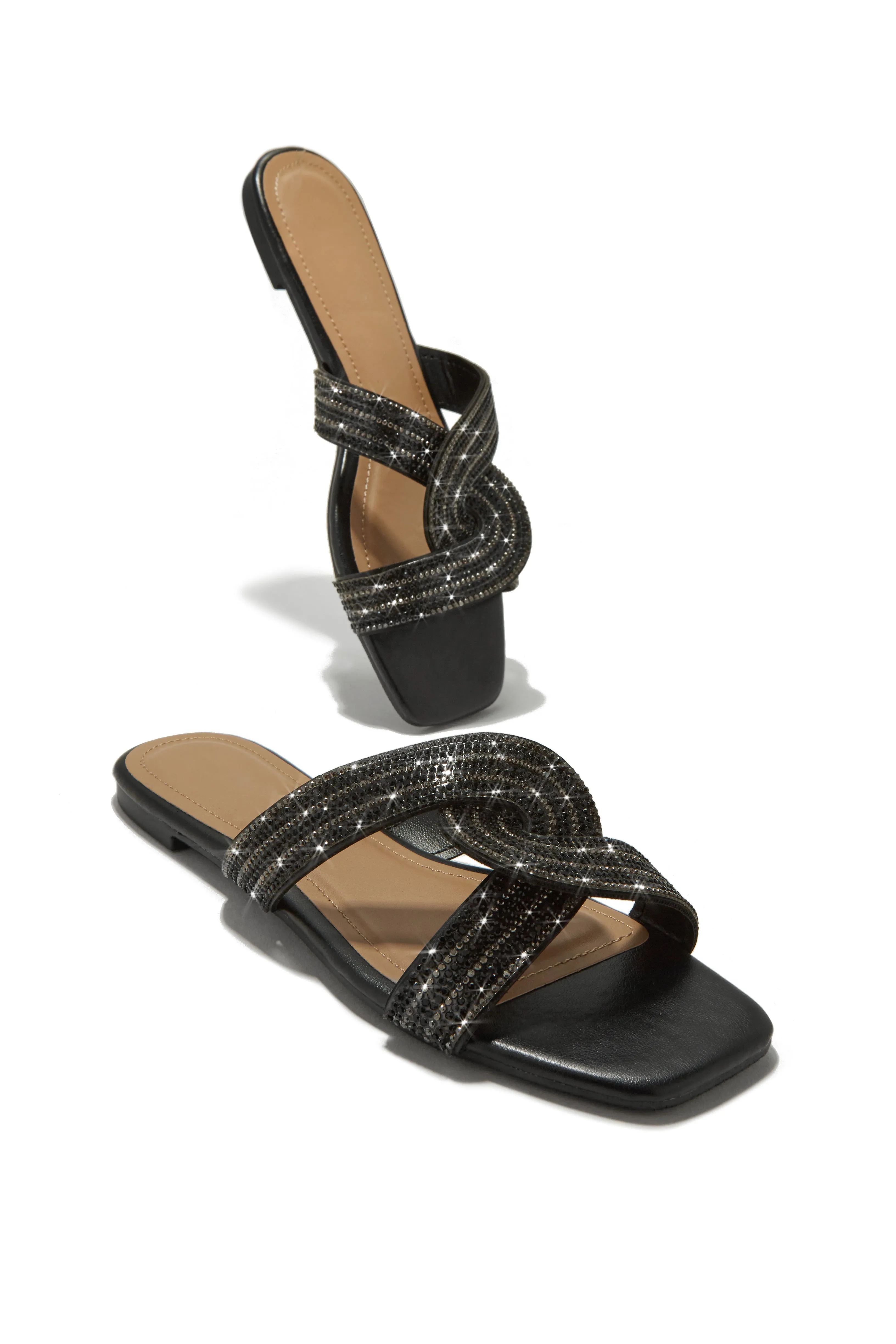 Weekend Ready Embellished Slip On Sandals - Black sold by Miss Lola product image thumbnail 4
