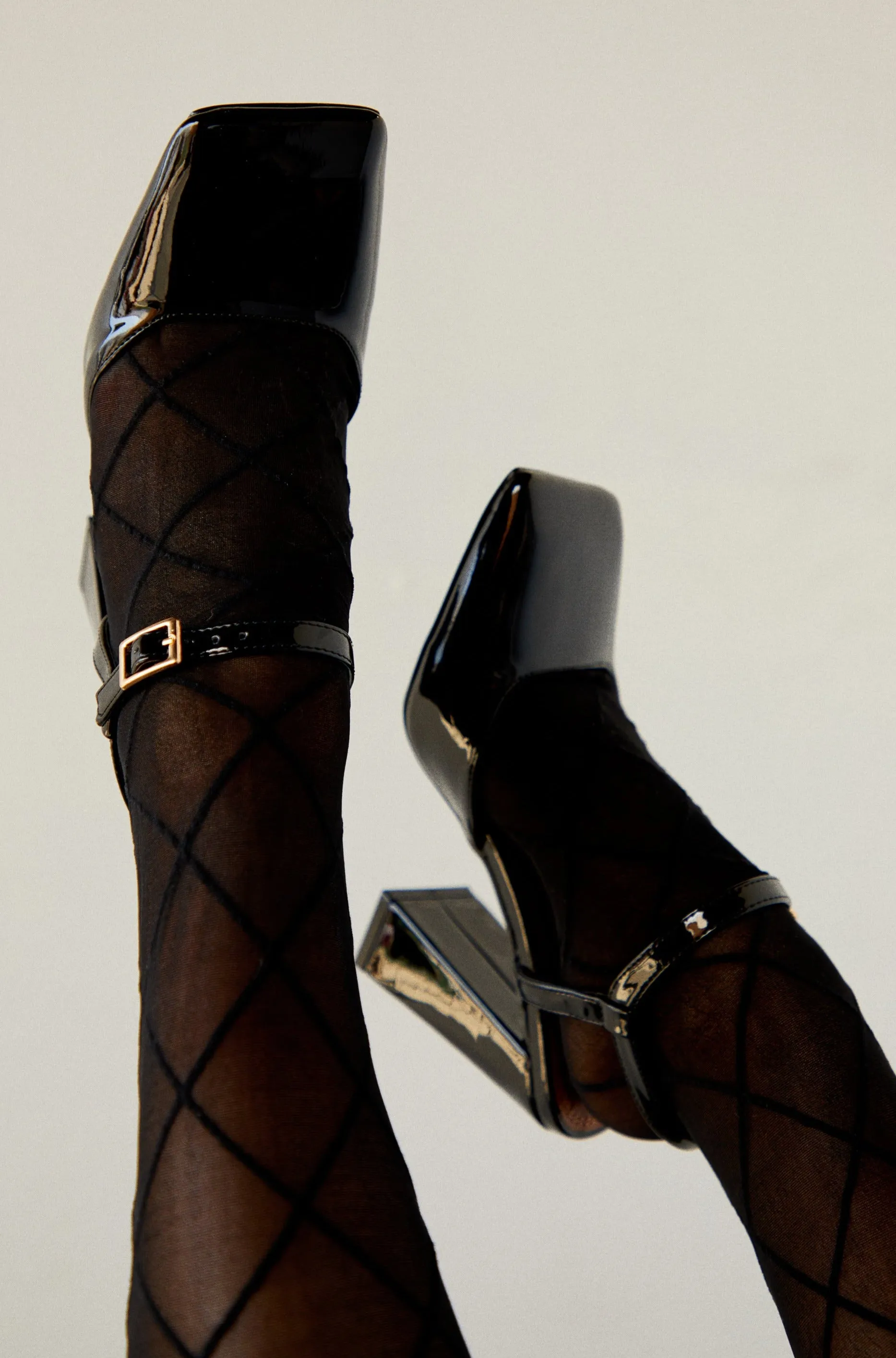 Elle Square Toe Block Heels - Black sold by Miss Lola