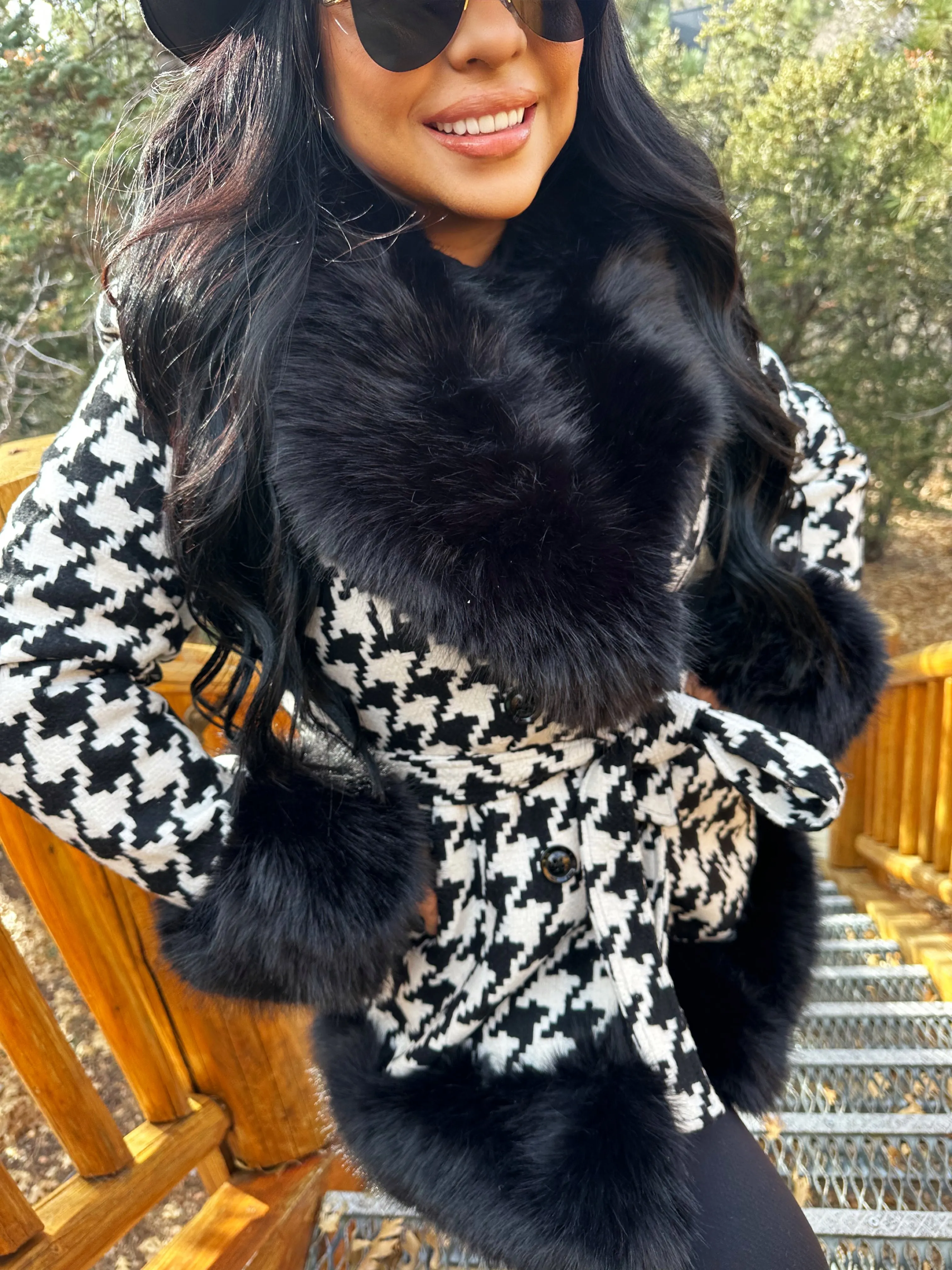 Stasia Faux Fur Mini Coat - Black/White sold by Miss Lola product image thumbnail 4