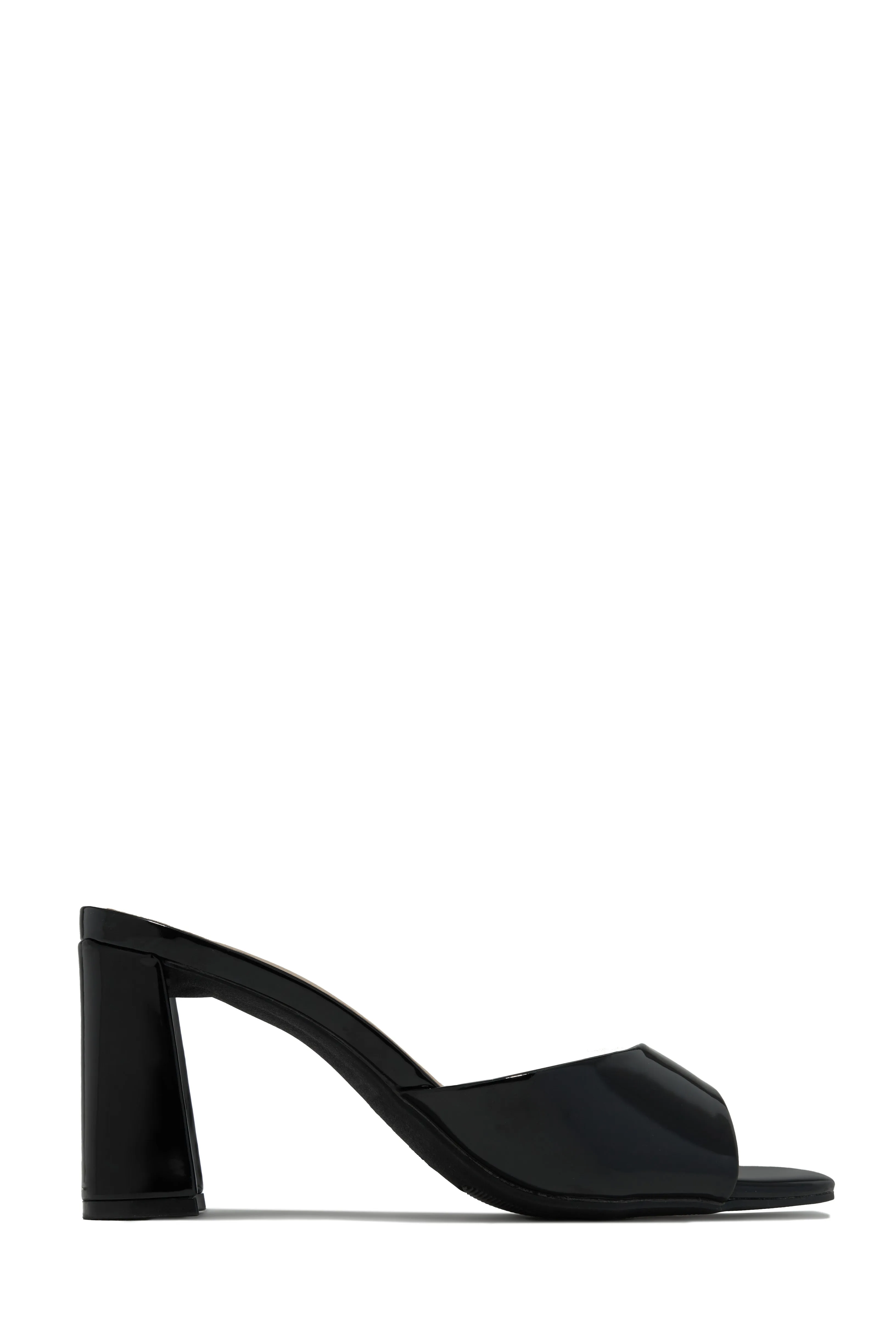 Layla Block Heel Mules - Black Pat sold by Miss Lola product image thumbnail 4