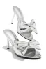 Talkin' Flirty Metallic Mule Heels - Silver sold by Miss Lola