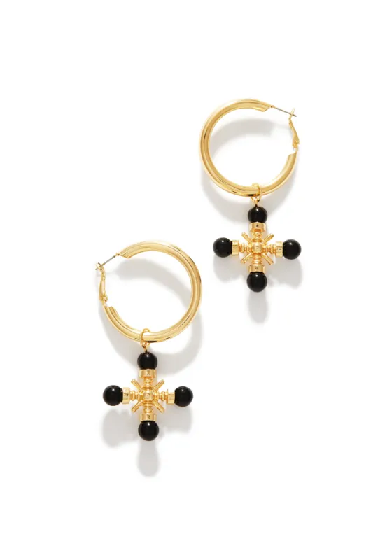 Charlotte Cross Hoop Earring - Gold sold by Miss Lola