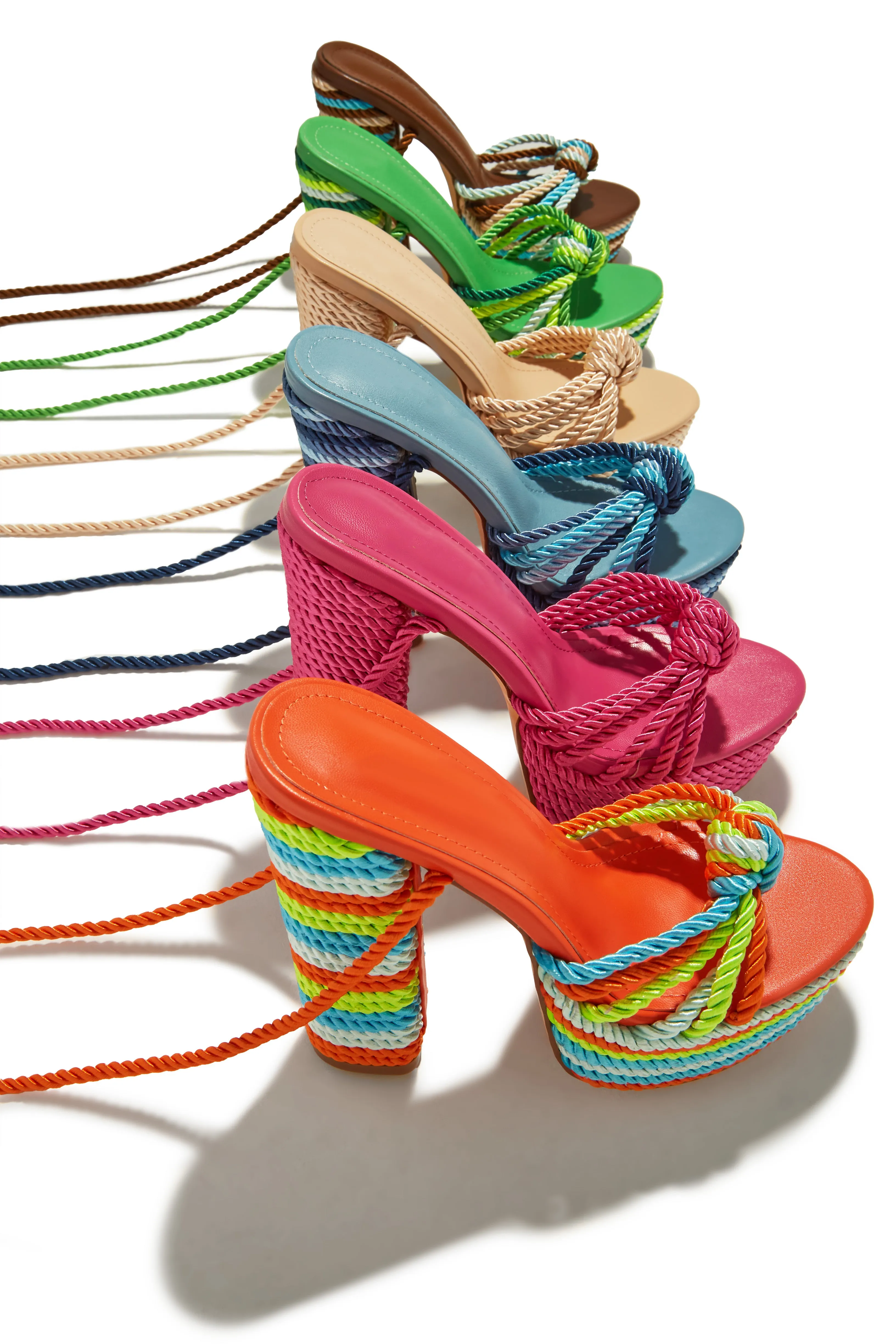 Kayden Lace Up Platform Block Heels - Nude sold by Miss Lola product image thumbnail 5