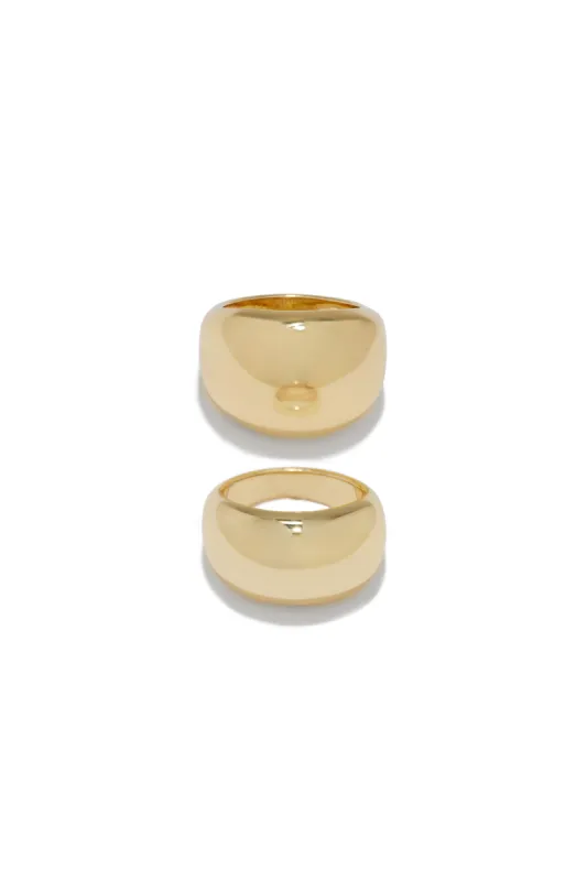 Kiany Chunky Two Piece Ring Set - Gold sold by Miss Lola