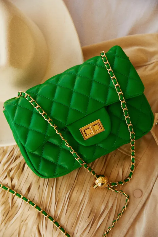 Christa Quilted Flap Bag - Green sold by Miss Lola