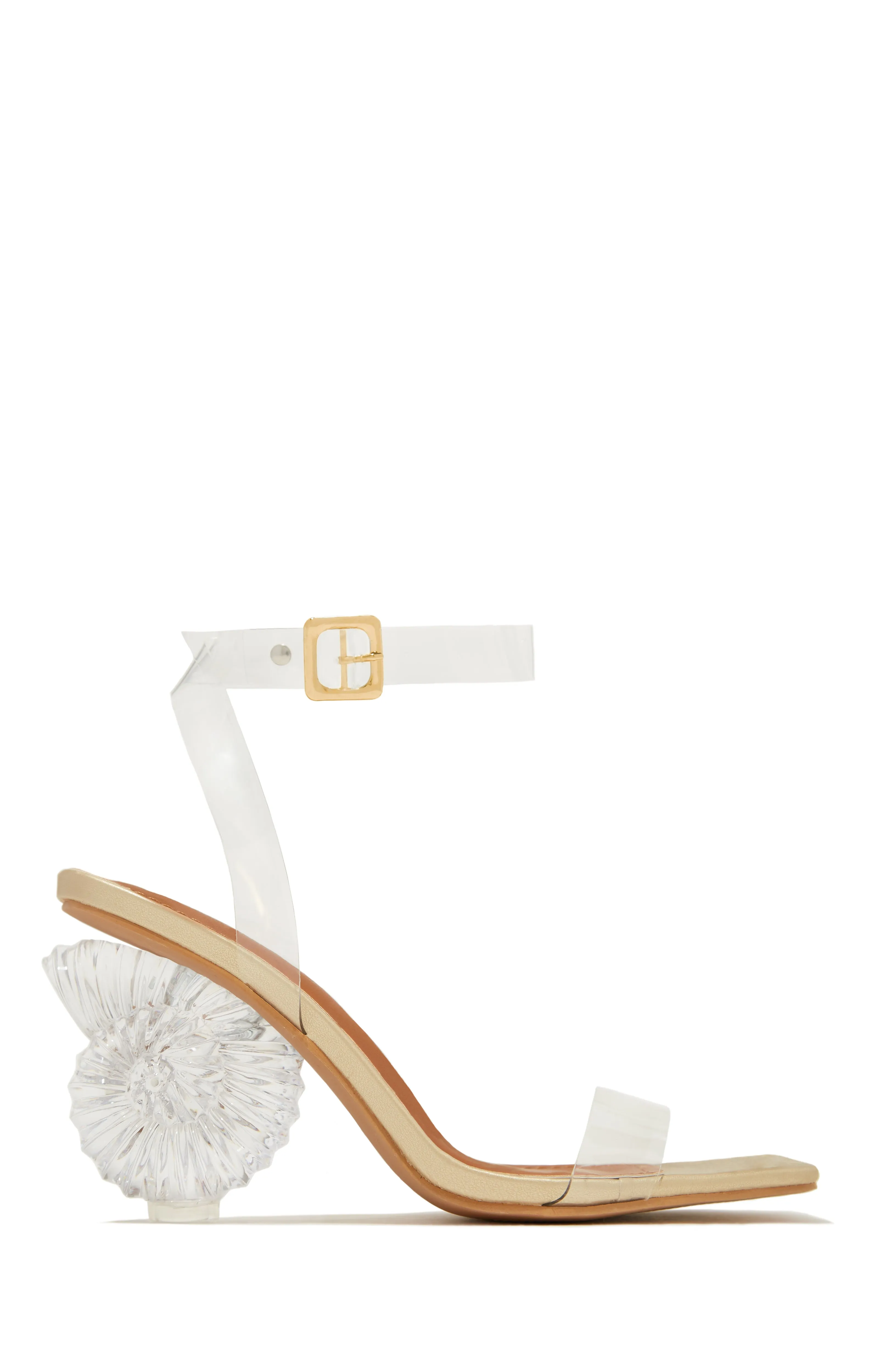 Capri Clear Strap Heels - Gold sold by Miss Lola product image thumbnail 4