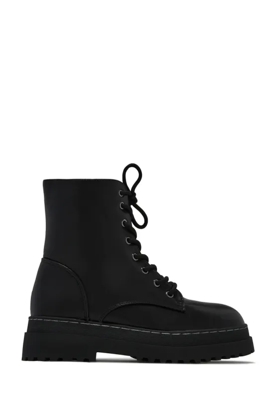 Romee Lace Up Combat Boots - Black sold by Miss Lola