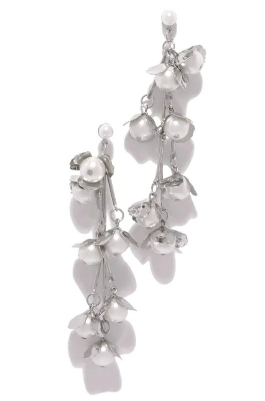 Alva Faux Pearl Dangle Earring - Silver sold by Miss Lola