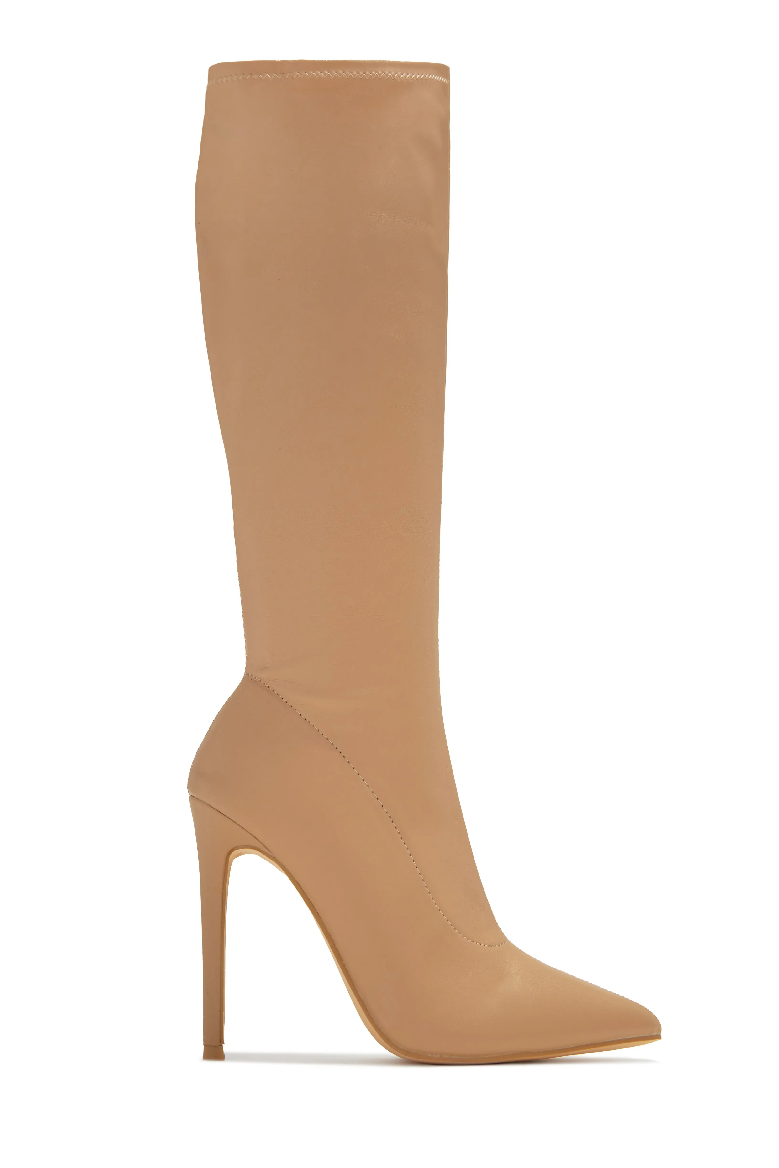 So Dramatic Knee High Heel Boots - Nude sold by Miss Lola product image thumbnail 2
