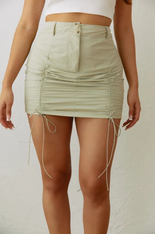 Emilia Mini Skirt - Sage sold by Miss Lola