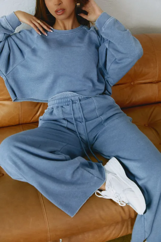 Cozy Moments Crop Sweater - Blue sold by Miss Lola