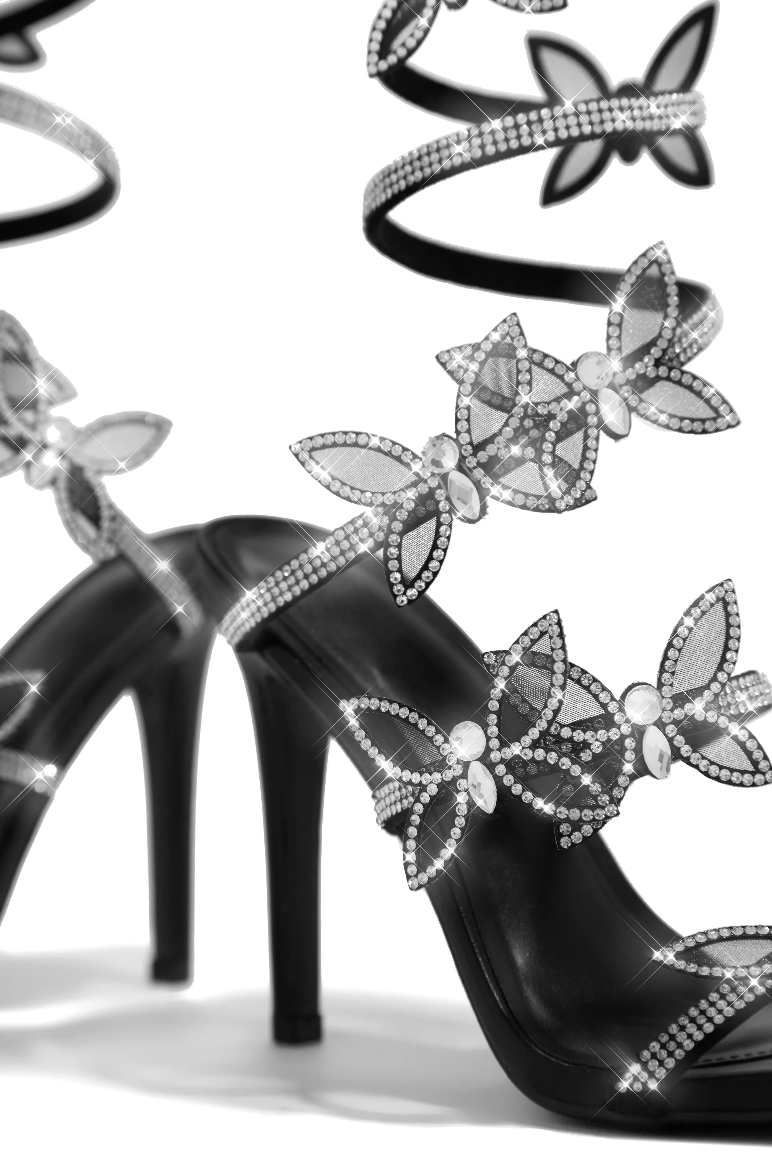 Fantasy Butterfly Embellished Around The Ankle Coil Heels - Black sold by Miss Lola product image thumbnail 3