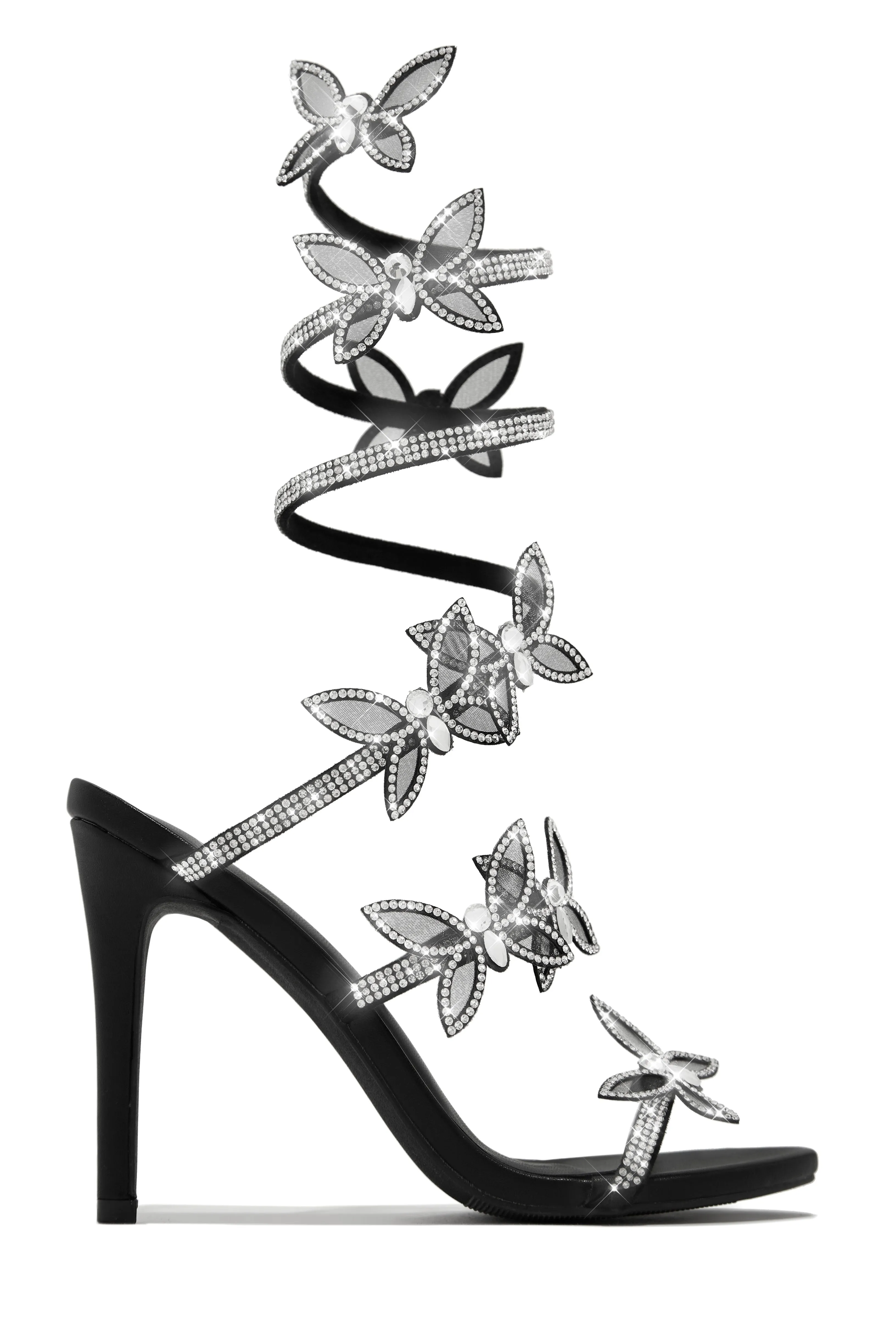 Fantasy Butterfly Embellished Around The Ankle Coil Heels - Black sold by Miss Lola product image thumbnail 2