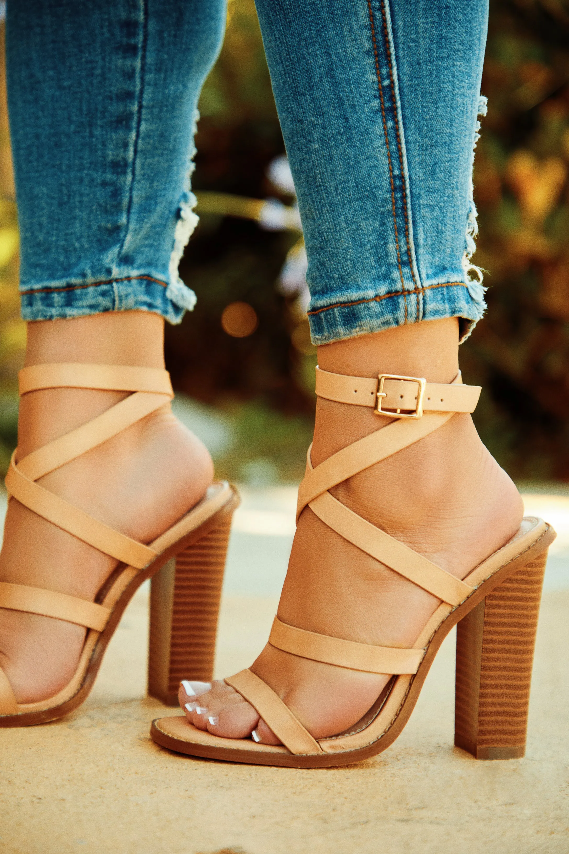 Jennie Strappy High Heels - Nude sold by Miss Lola